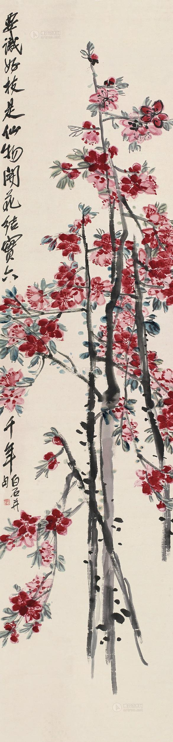 【桃花 立轴 设色纸本】拍卖品_图片_价格_鉴赏_绘画_雅昌艺术品拍卖
