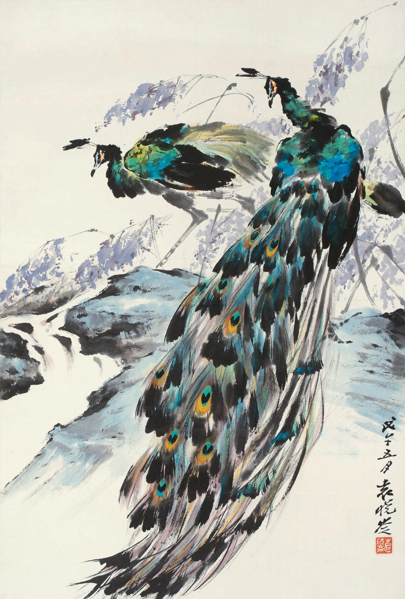 0851戊午1978年作孔雀之乡立轴纸本