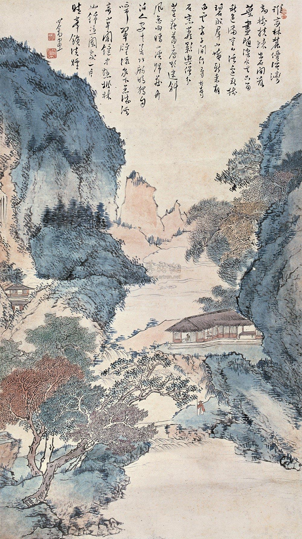 【溪山草堂图 立轴 纸本】拍卖品_图片_价格_鉴赏