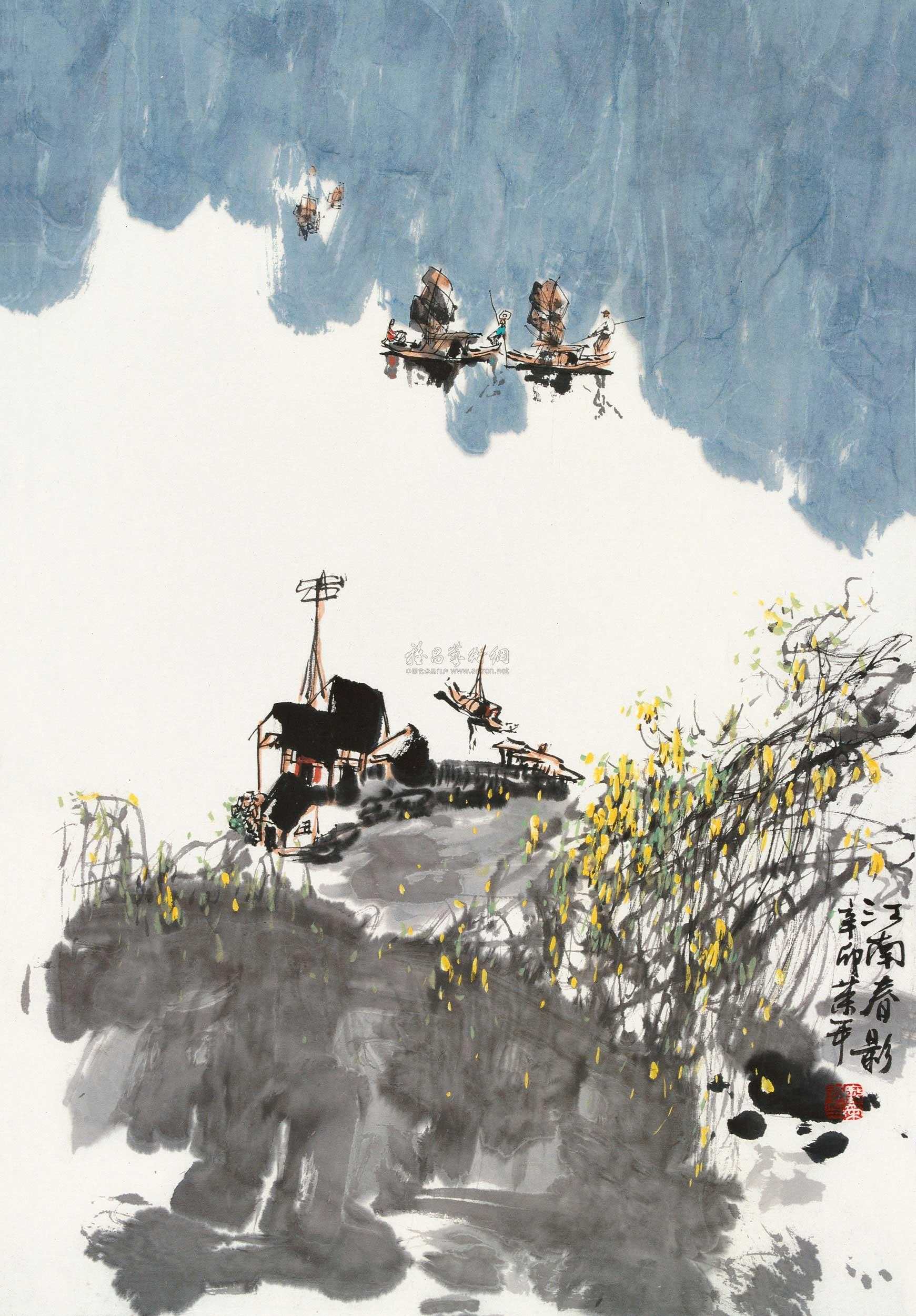 09642011年作江南春影镜心设色纸本