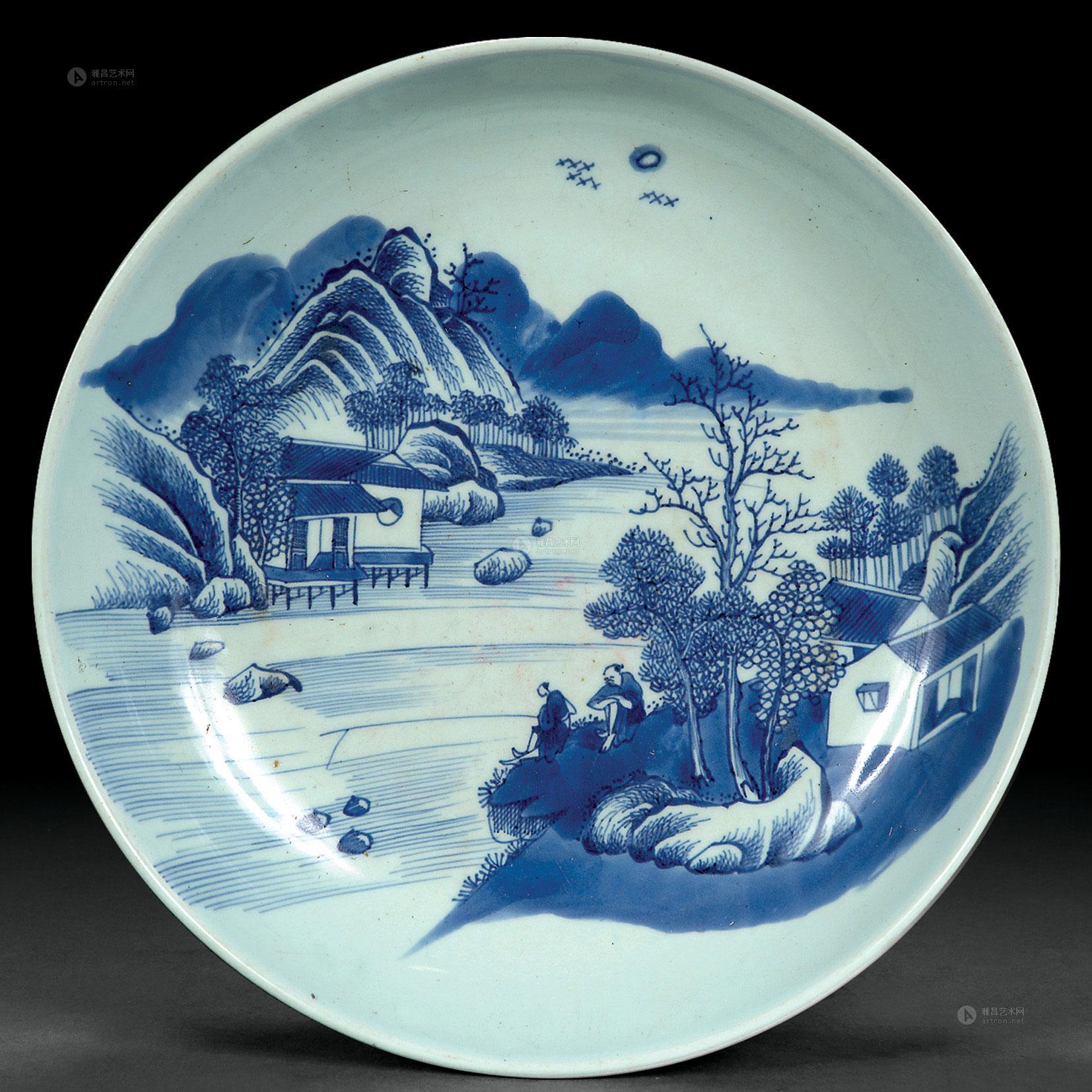 【清雍正 青花山水盘】拍卖品_图片_价格_鉴赏_清代青花瓷器_雅昌艺术