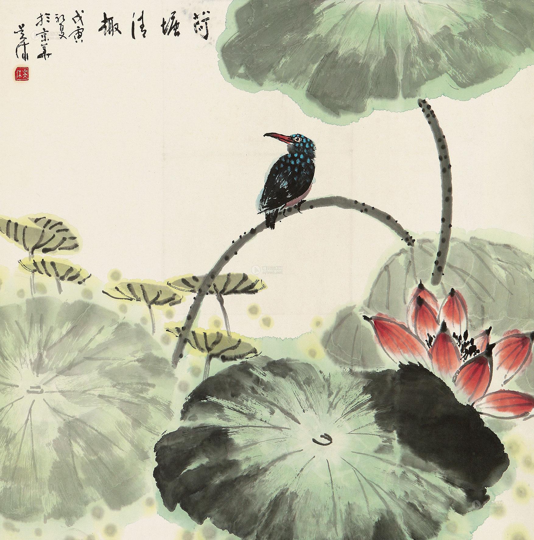 07591998年作荷塘清趣立轴设色纸本