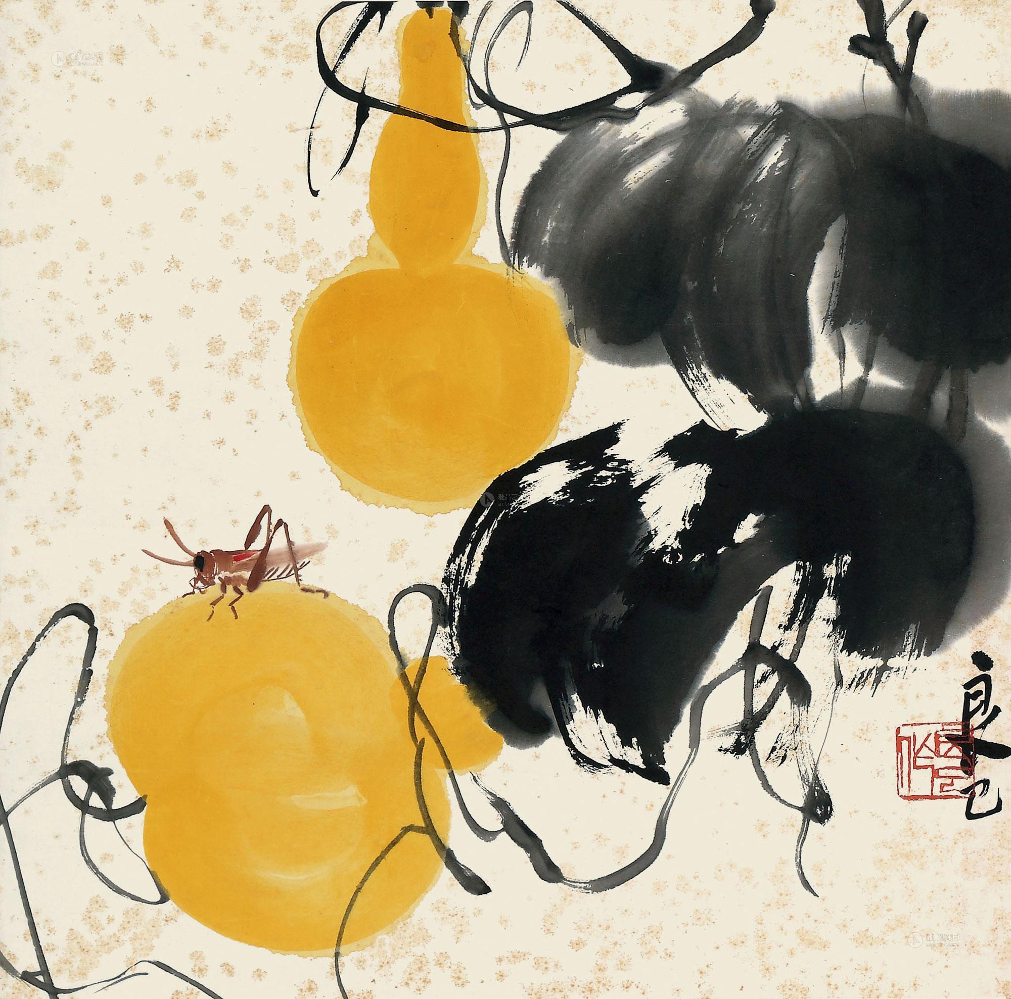 【葫芦草虫 立轴 设色纸本】拍卖品_图片_价格_鉴赏_绘画_雅昌艺术品