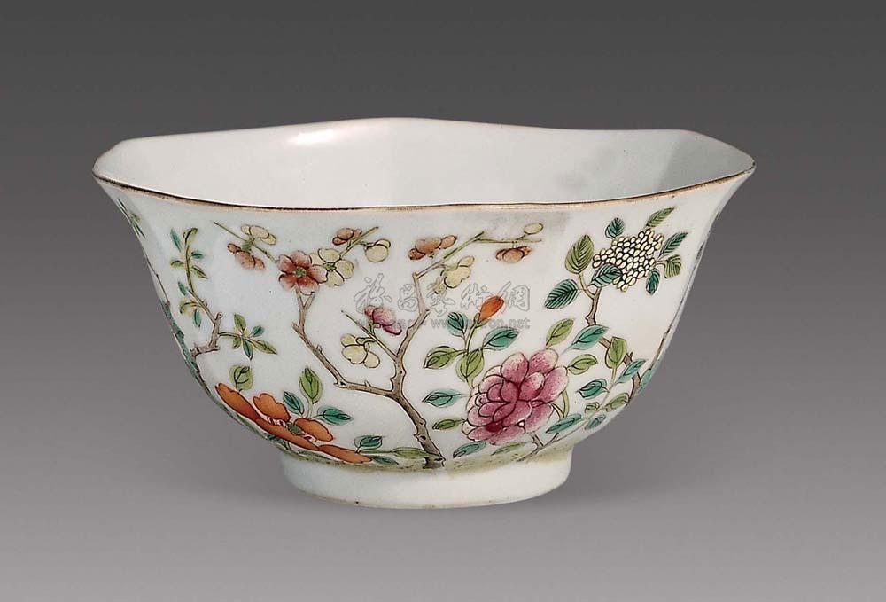 【清道光 粉彩花卉六方碗】拍卖品_图片_价格_鉴赏_清代粉彩瓷器_雅昌