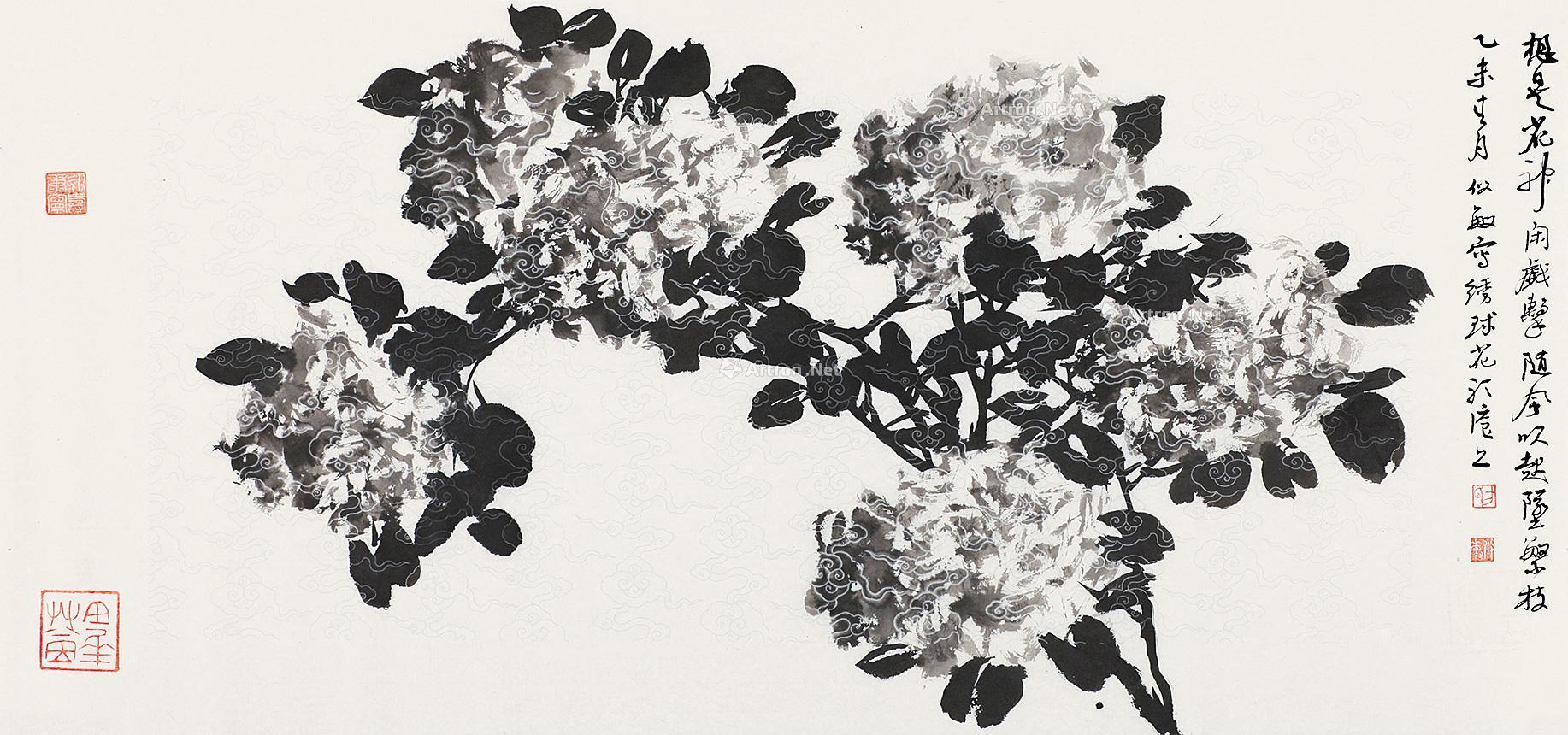 0237绣球花镜片纸本