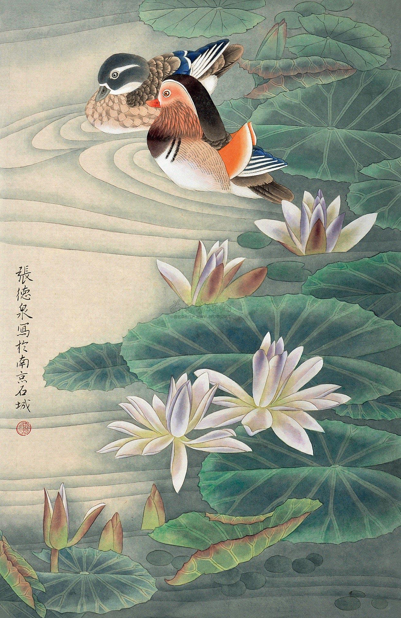 【荷花鸳鸯 镜心 设色纸本】拍卖品_图片_价格_鉴赏_绘画_雅昌艺术品