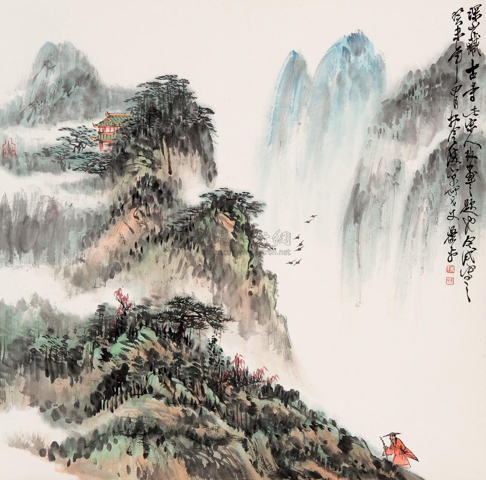 深山藏古寺山水画图片