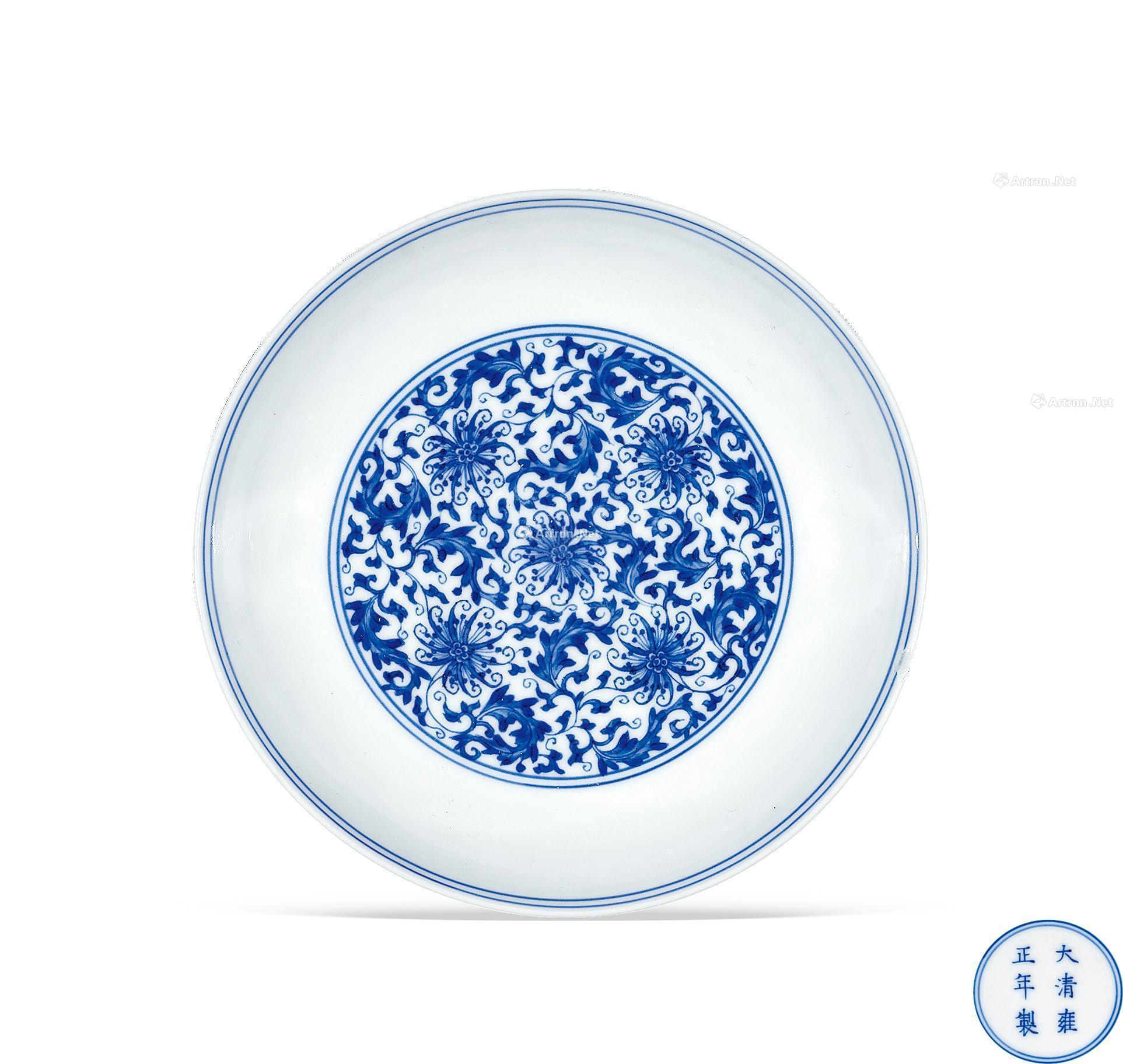 【清雍正 青花缠枝花卉纹盘】拍卖品_图片_价格_鉴赏_清代青花瓷器