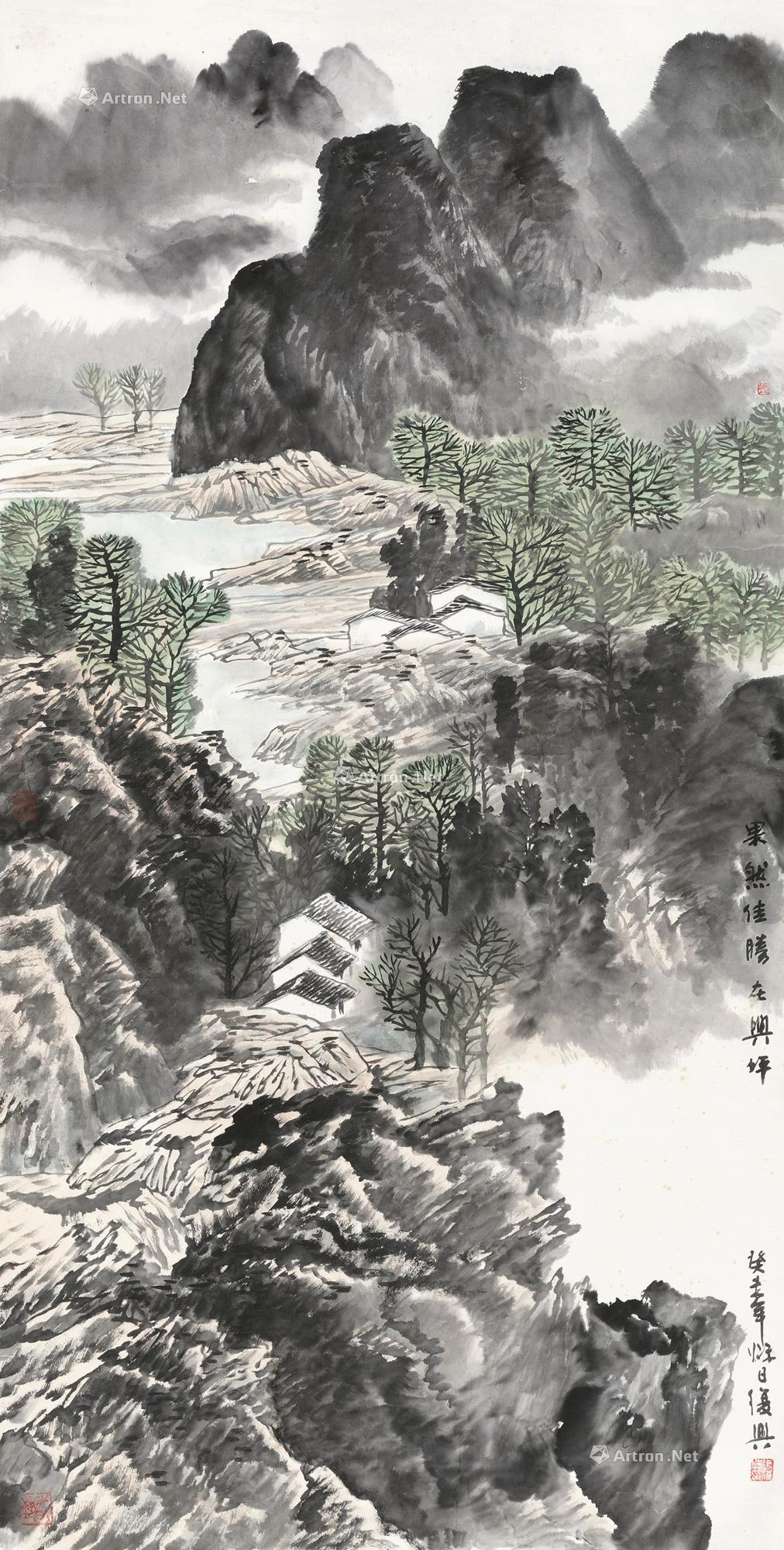 00832003年作果然佳胜在兴坪镜片设色纸本