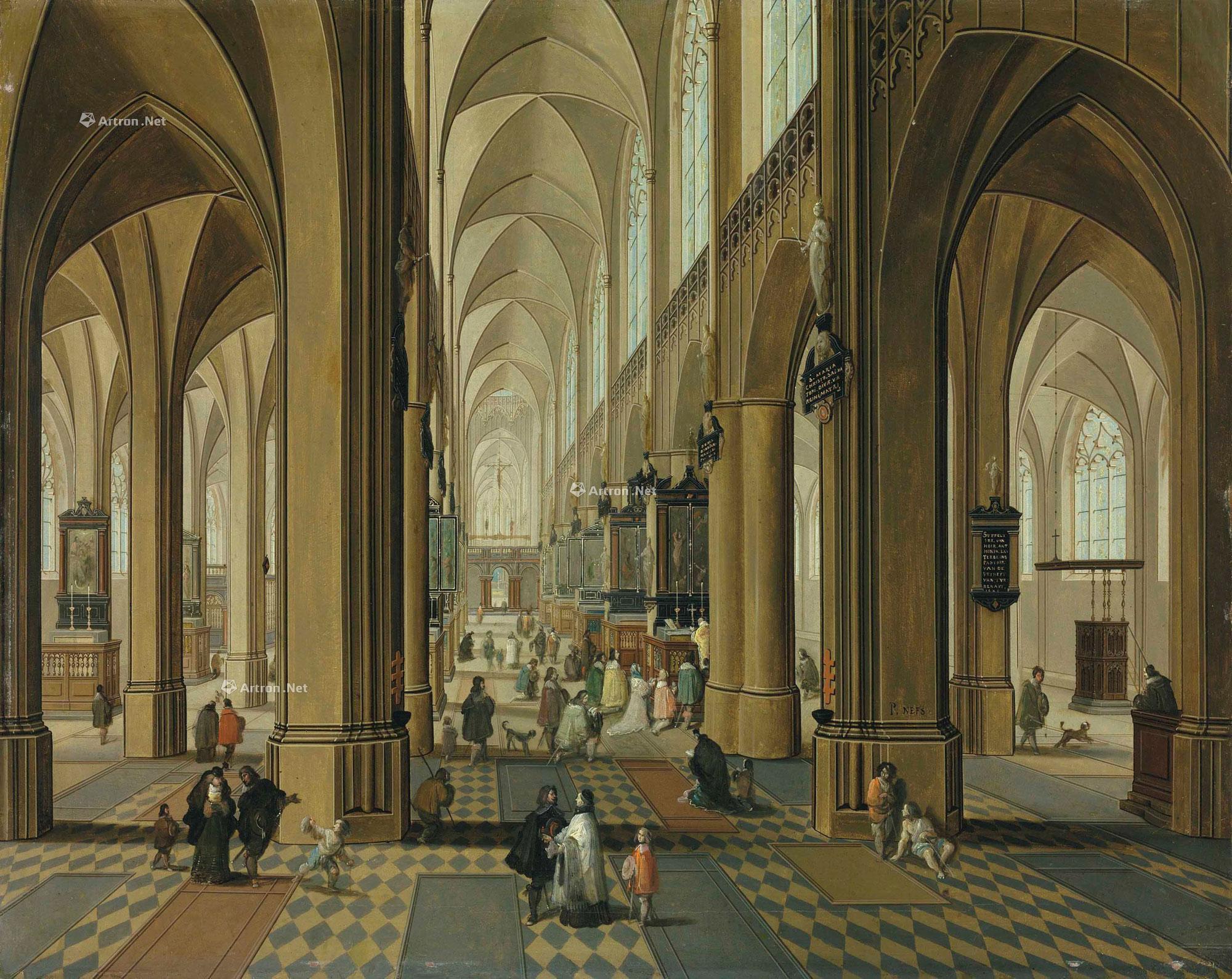 the interior of the cathedral of our lady,antwer