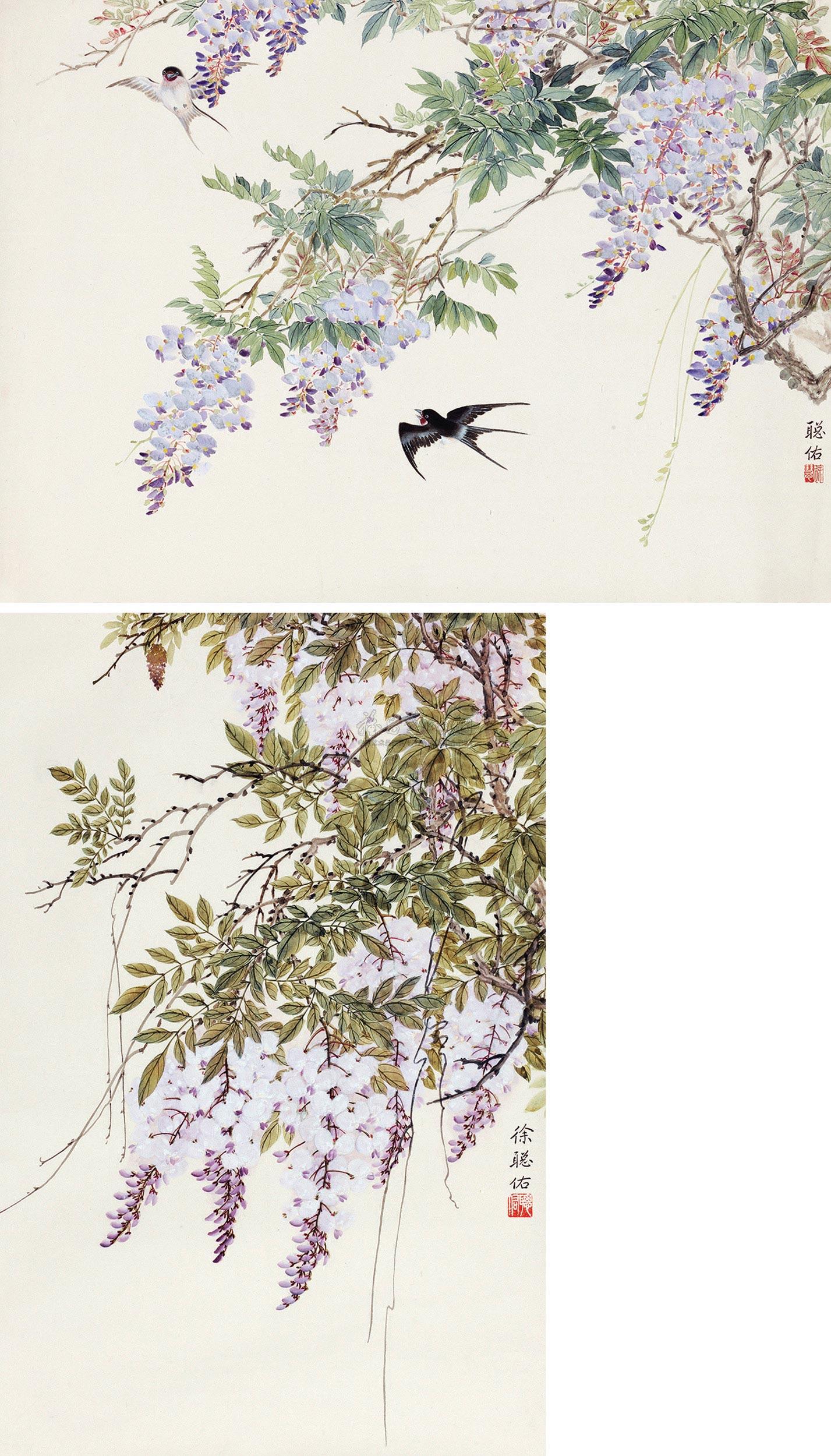 紫藤双燕 (二帧) 镜心作者徐聪佑 (1902～1989)拍品分类中国书画