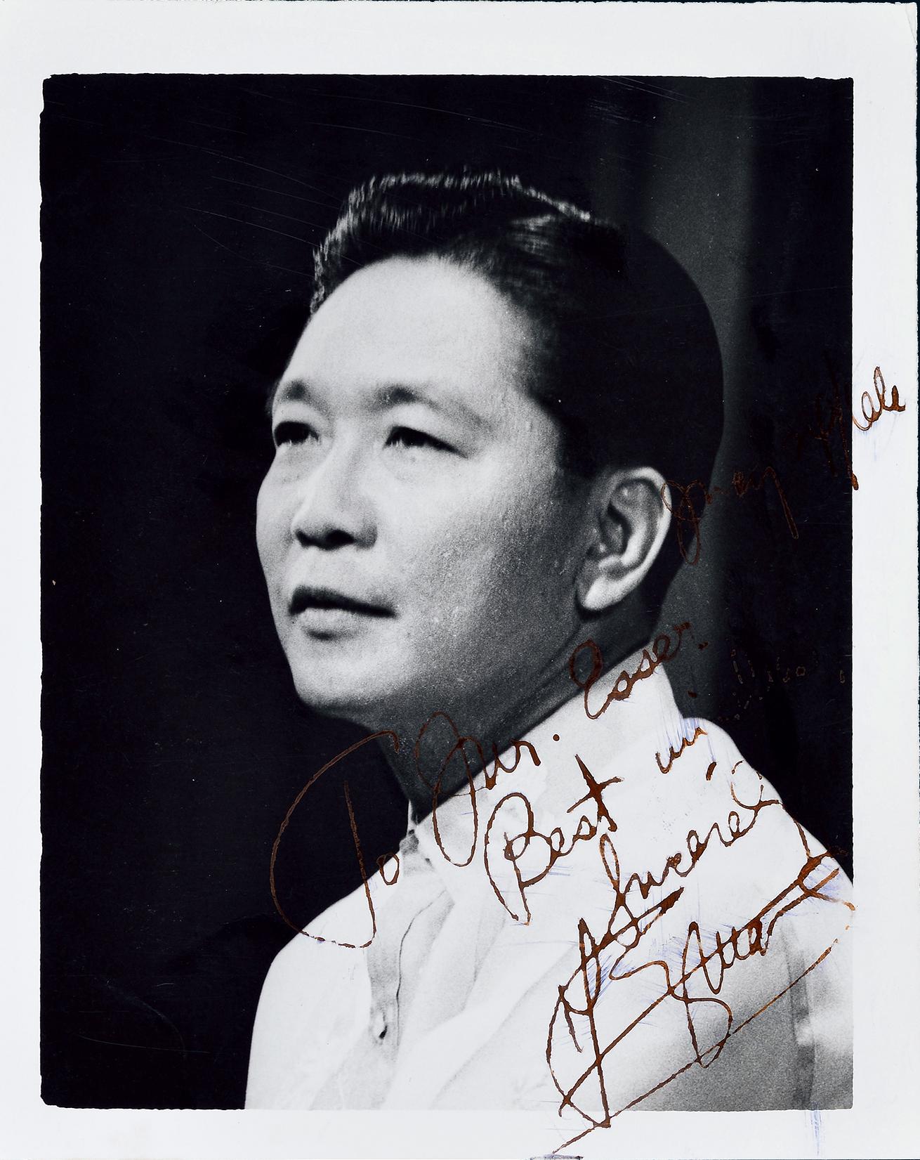12016菲律宾总统费迪南德马科斯ferdinandmarcos亲笔赠言签名照