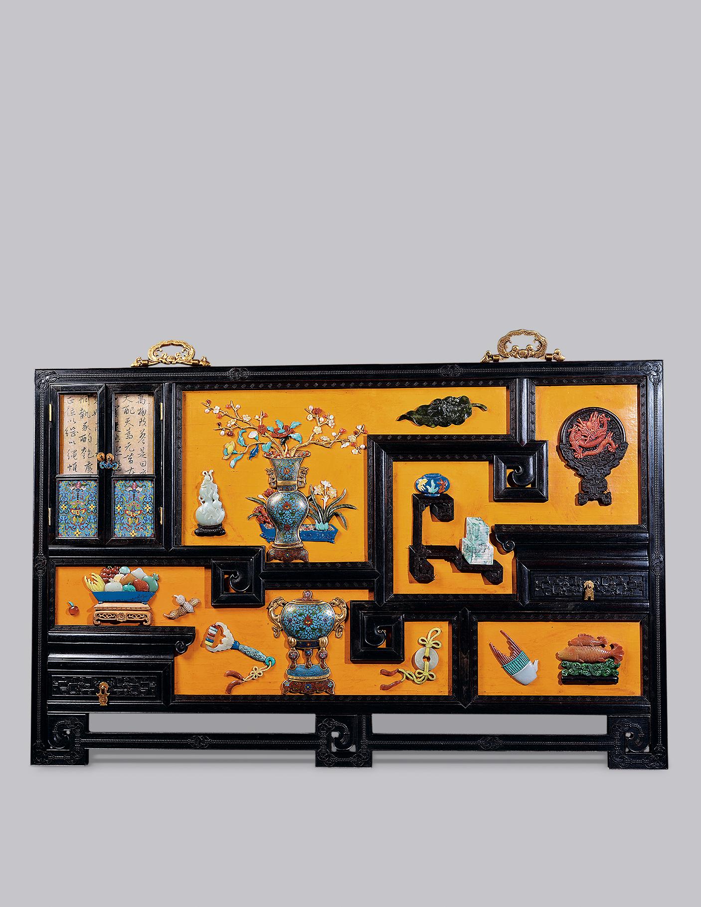 1134近代紫檀嵌百宝挂屏