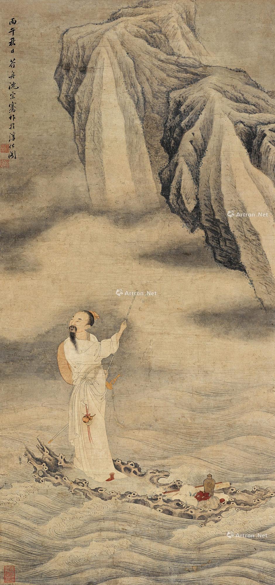 03041786年作仙人乘槎图立轴设色纸本