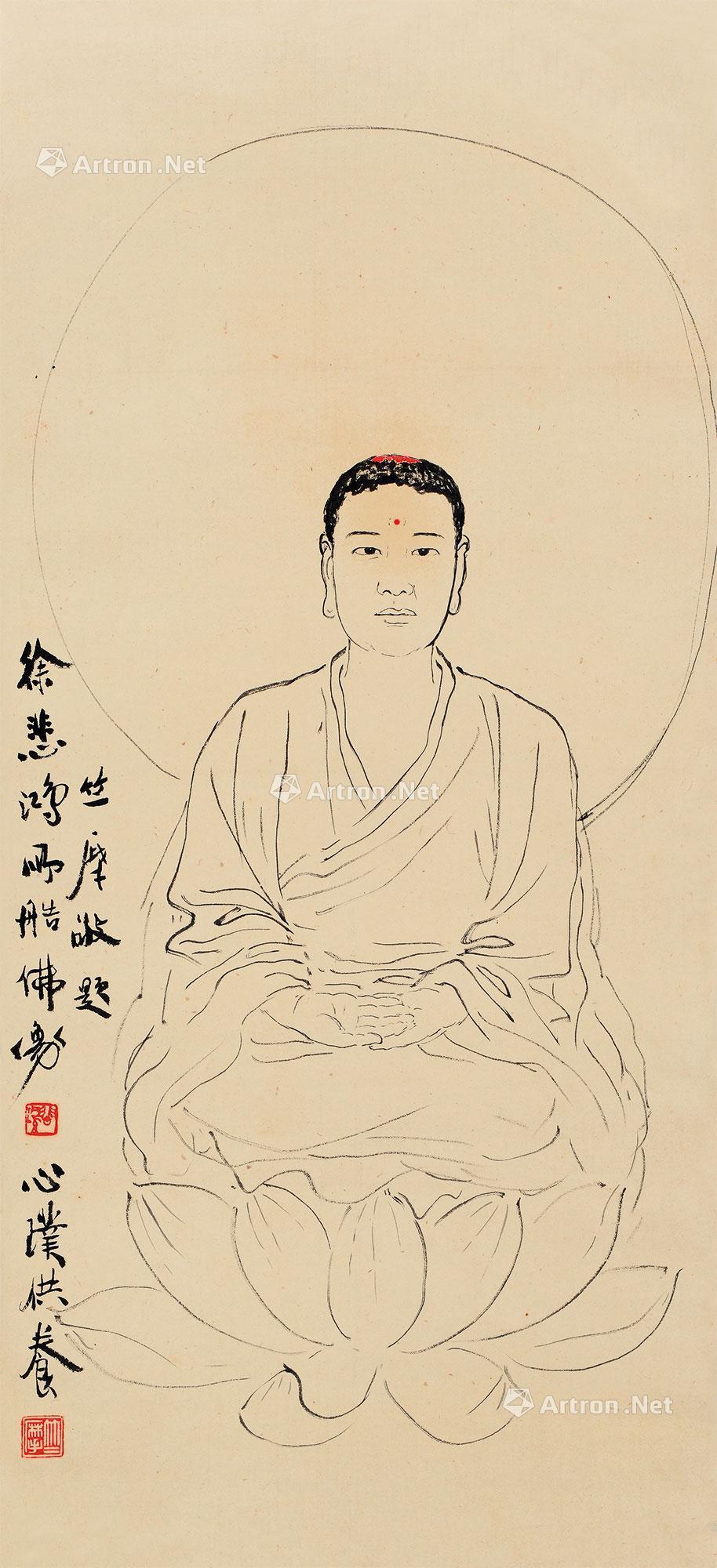 02851941年作白描释迦牟尼像立轴水墨纸本