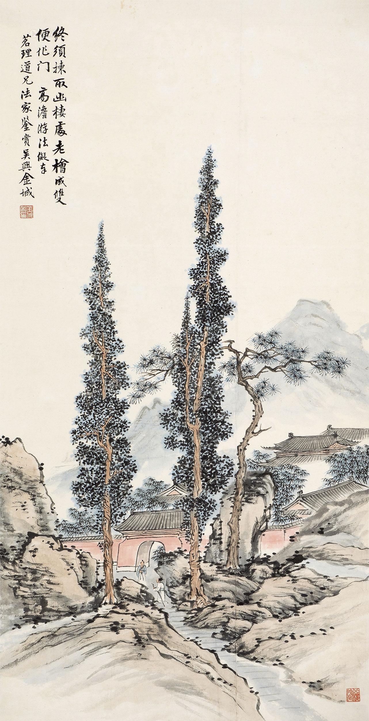 深山古寺国画图片