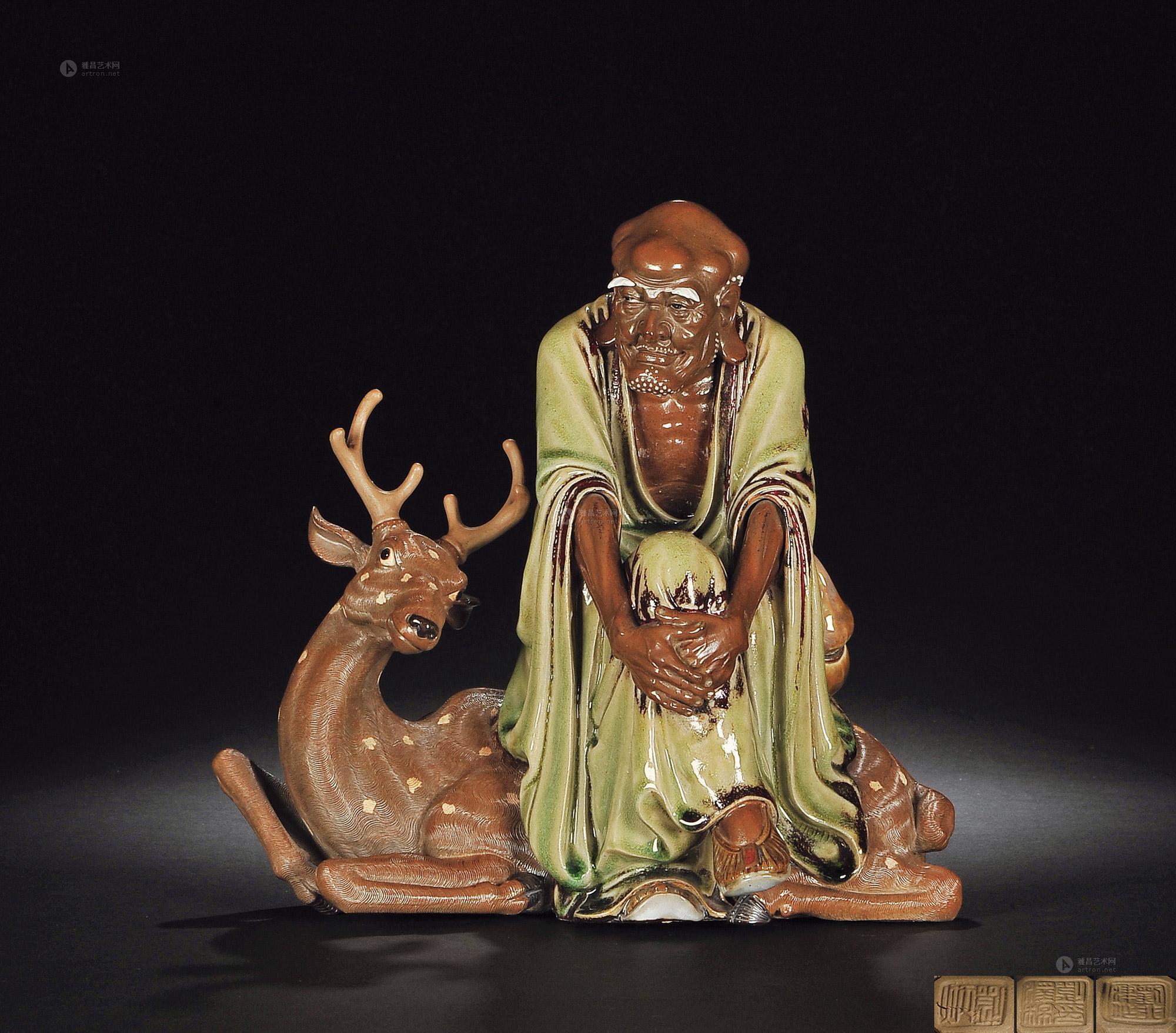 1086刘传坐鹿罗汉像精品