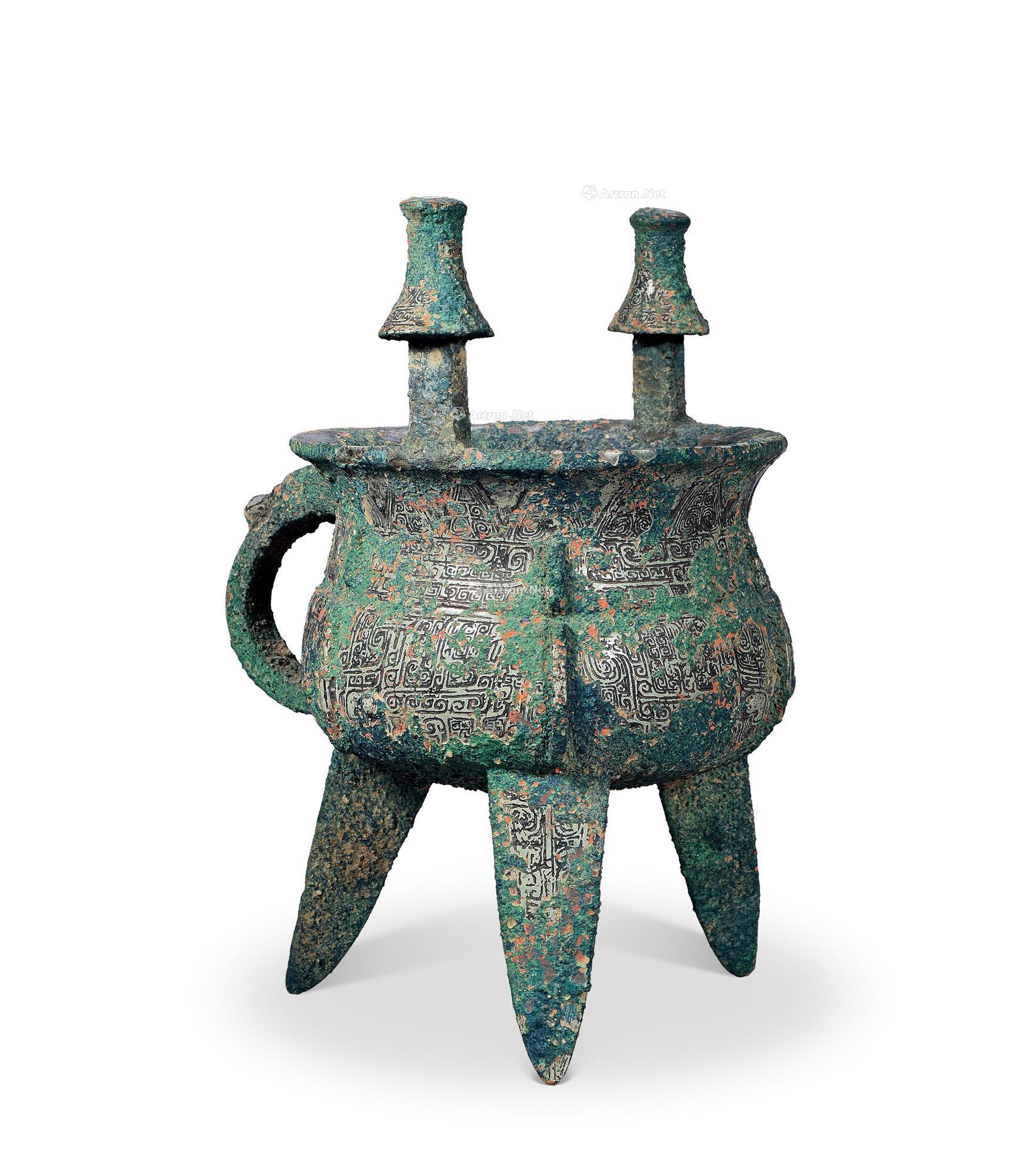 1212商晚期青铜饕餮纹罐形斝