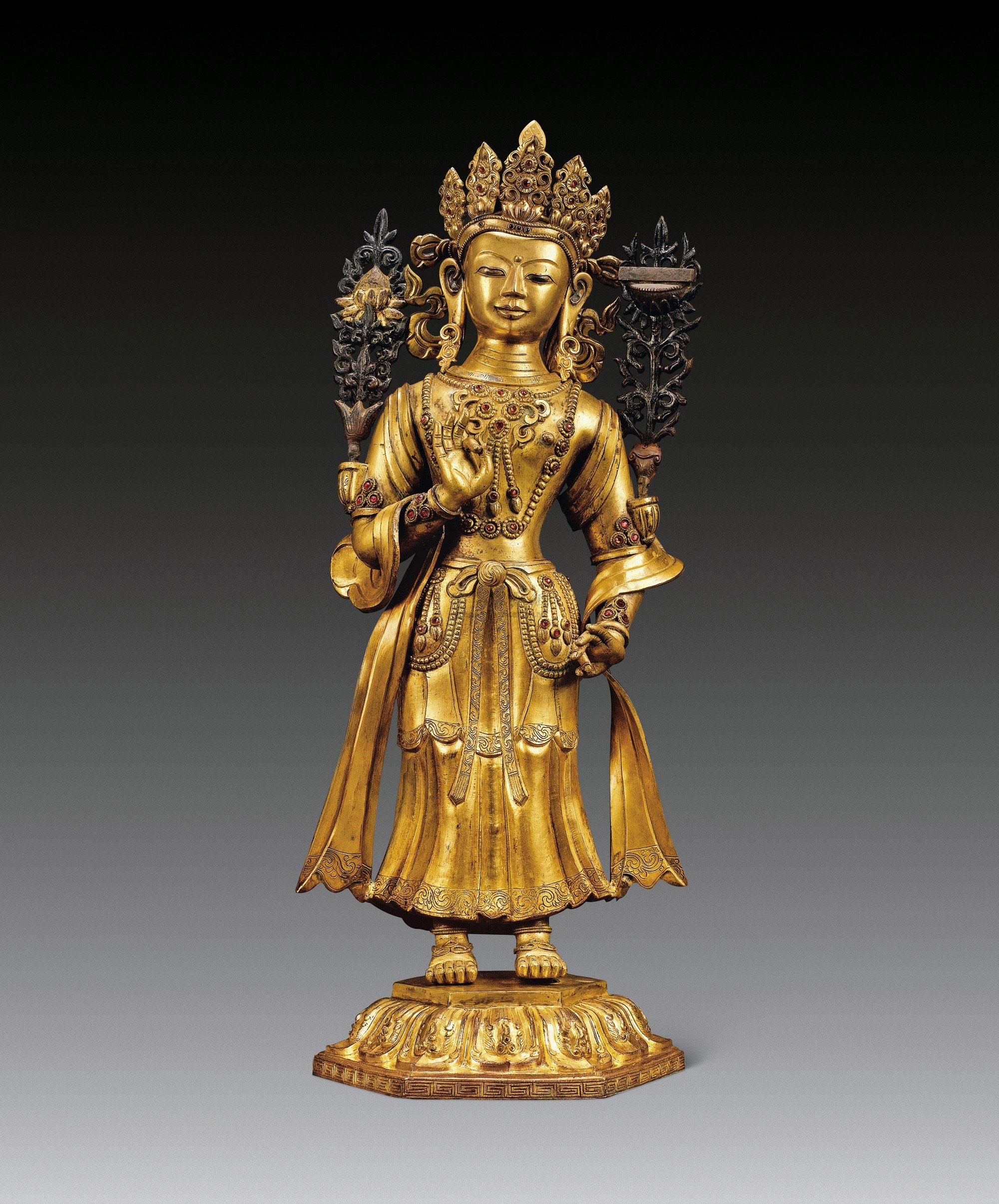 1770清19世纪铜鎏金文殊菩萨像