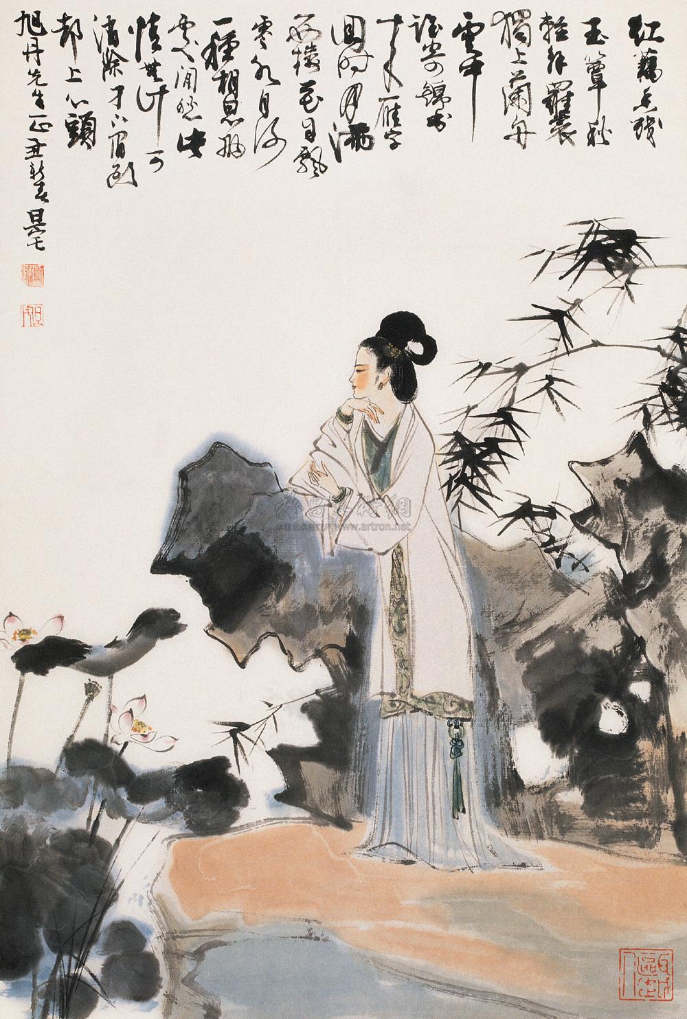 【1985年作 怜爱图 立轴 设色纸本】拍卖品_图片_价格_鉴赏_绘画_雅昌