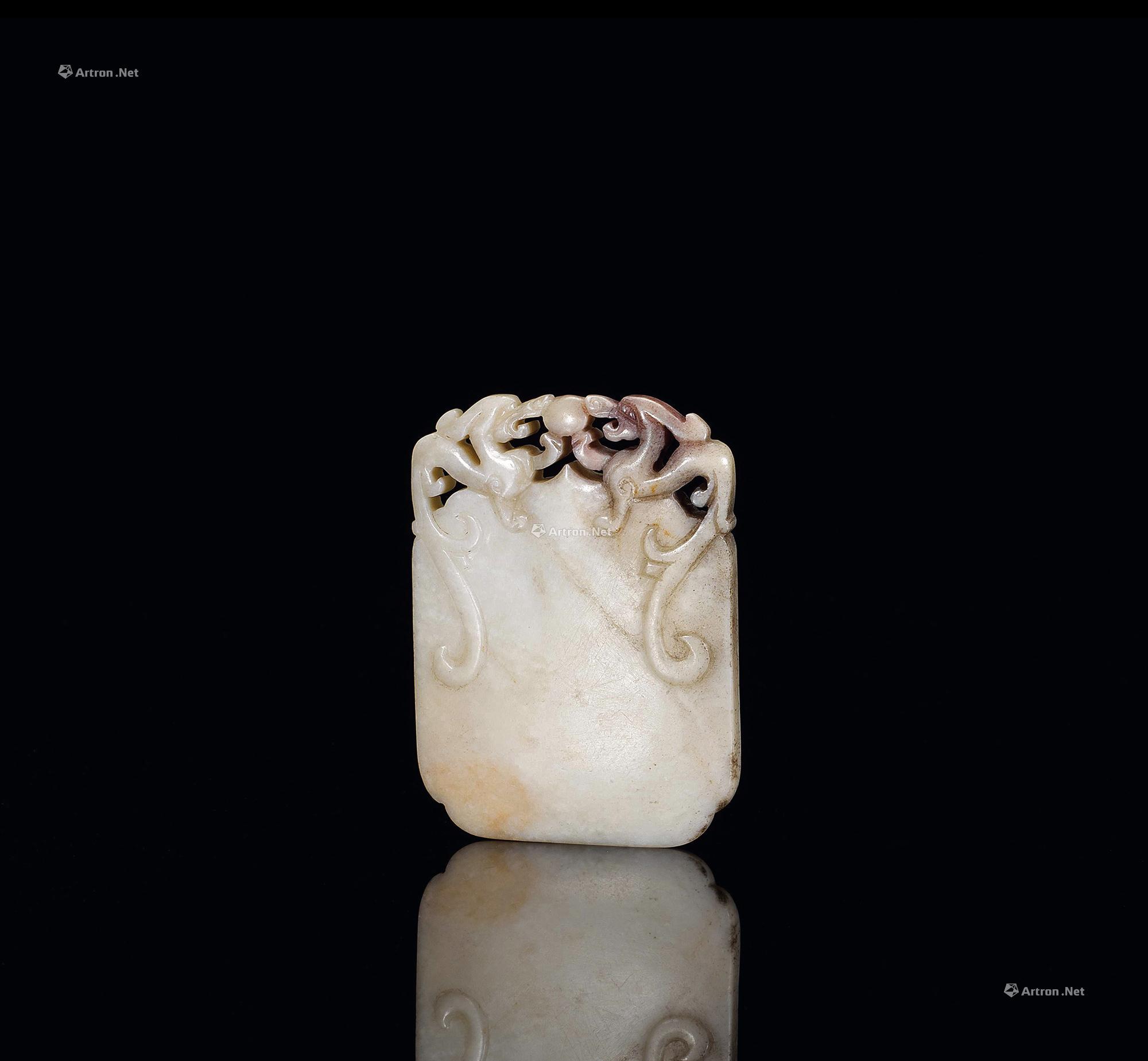 1120明旧玉双螭纹牌子