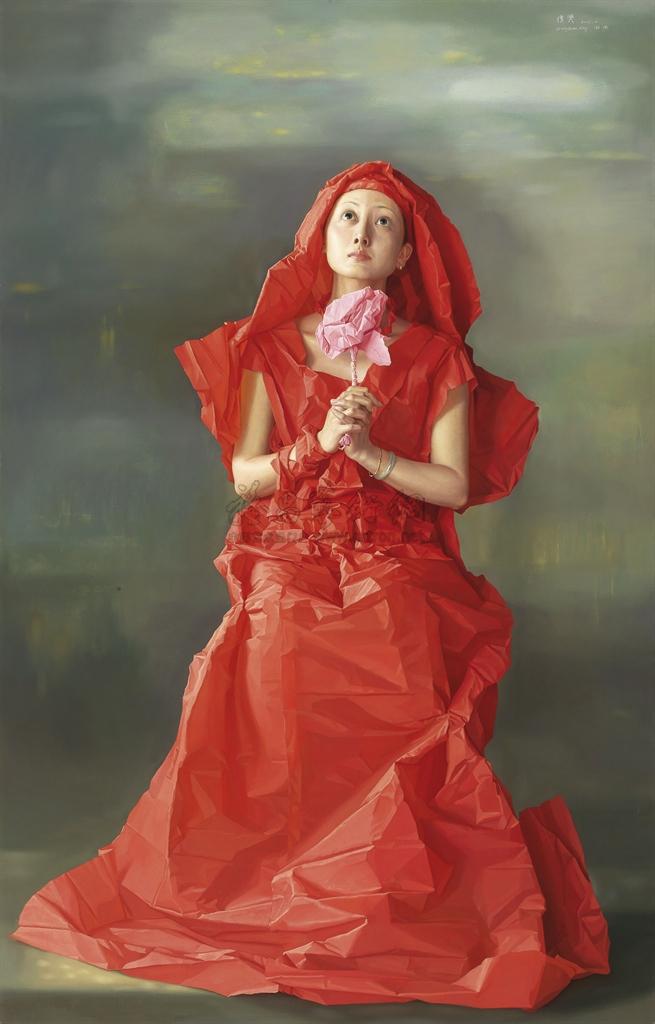 05532005年作纸新娘祈油彩画布