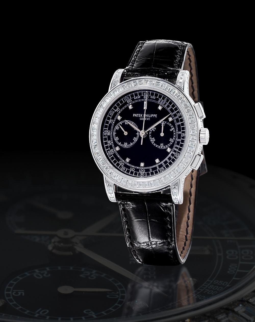 2235百达翡丽贵重罕有18k白金镶钻石计时腕表型号5071