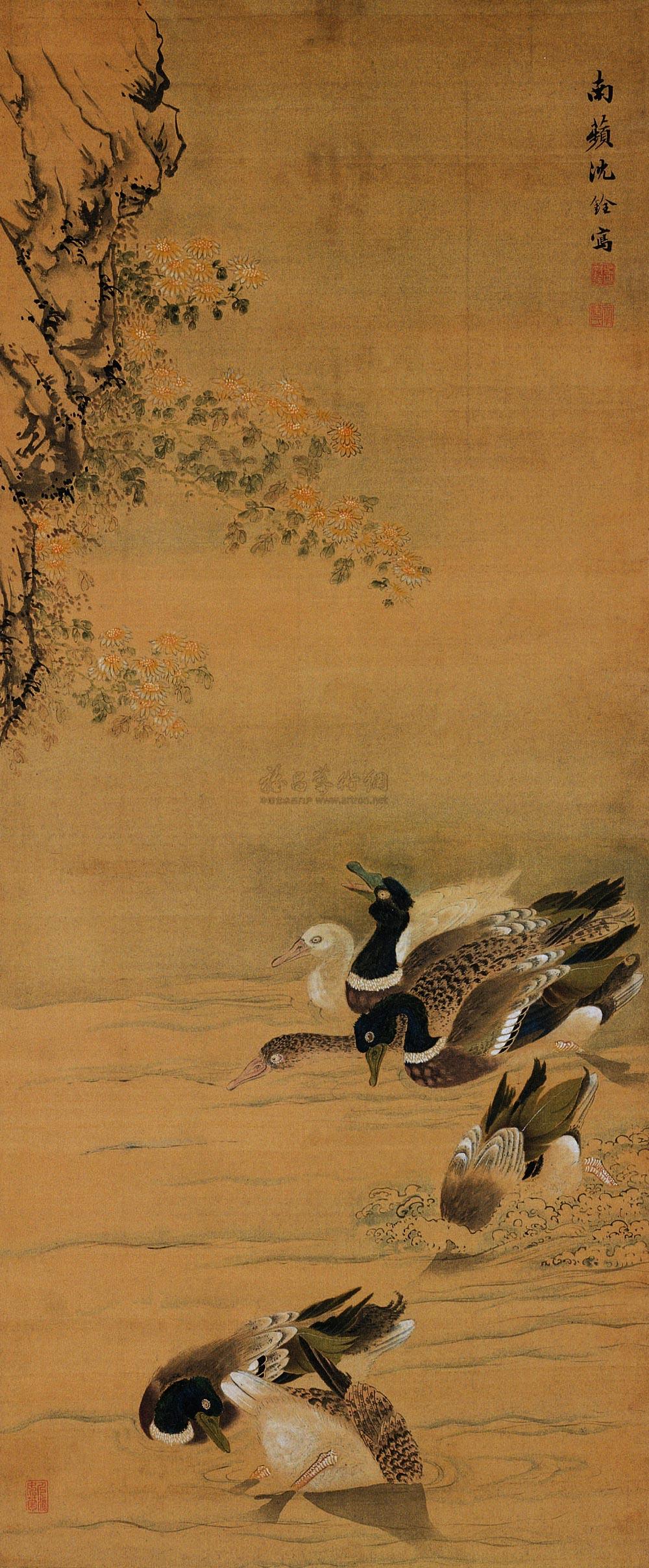 雁鸭戏水 立轴作者沈铨拍品分类中国书画