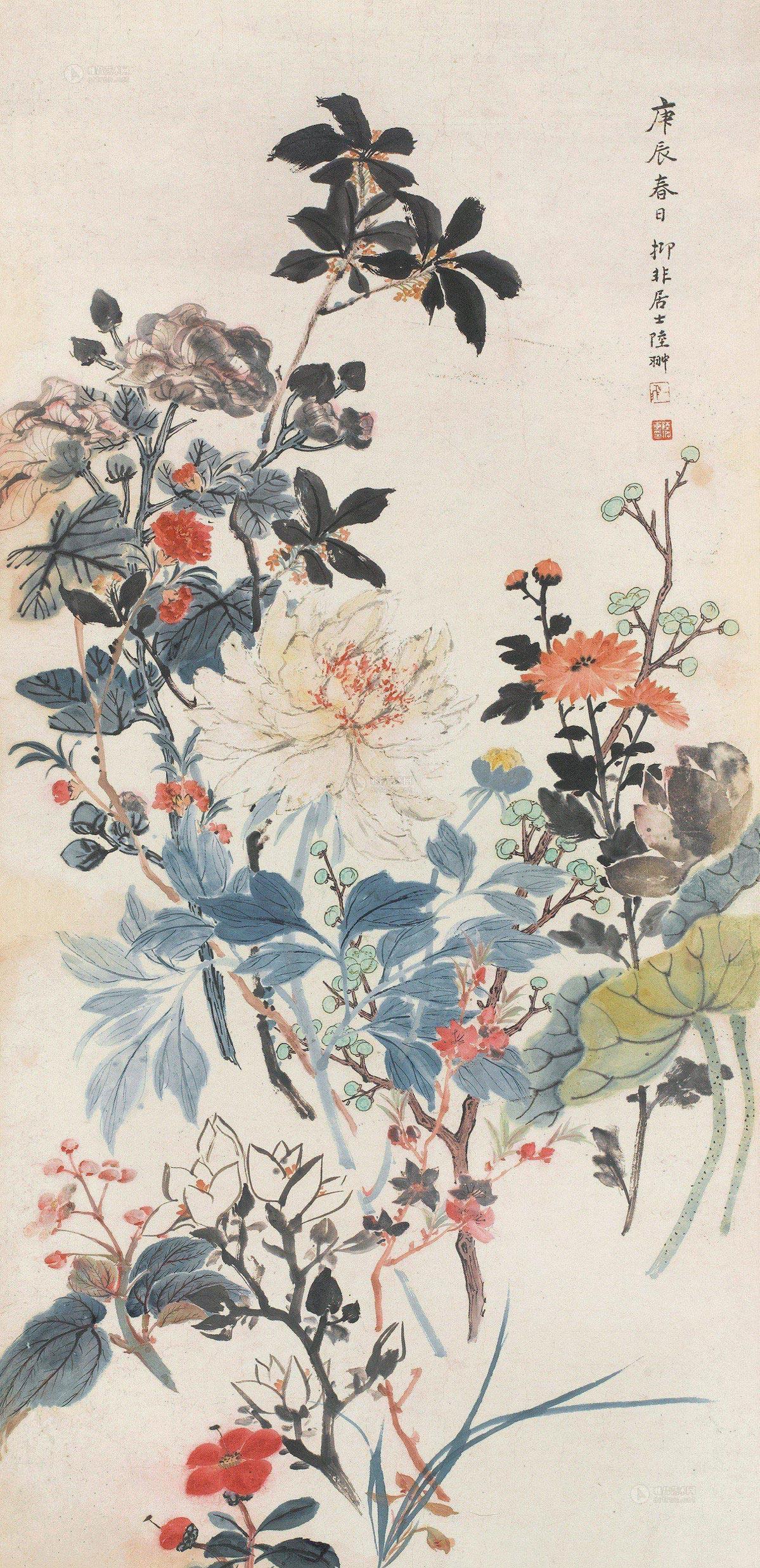 00041940年作繁花似锦图立轴设色纸本