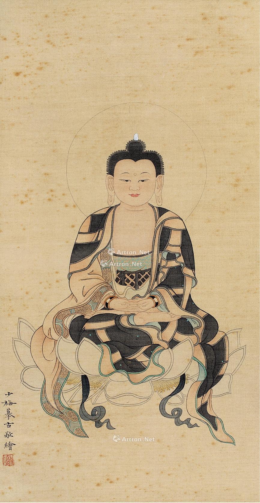 0450佛像镜片设色绢本