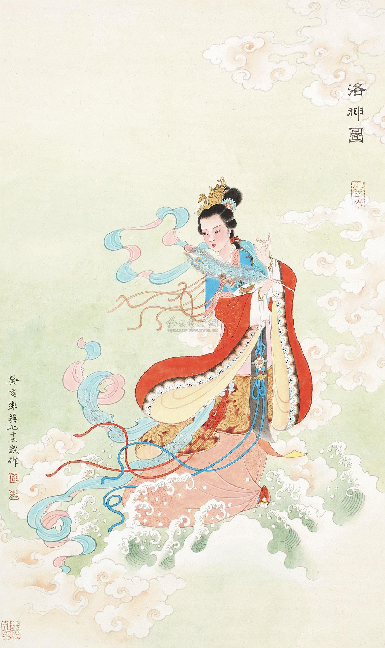 01891983年作洛神图立轴设色纸本