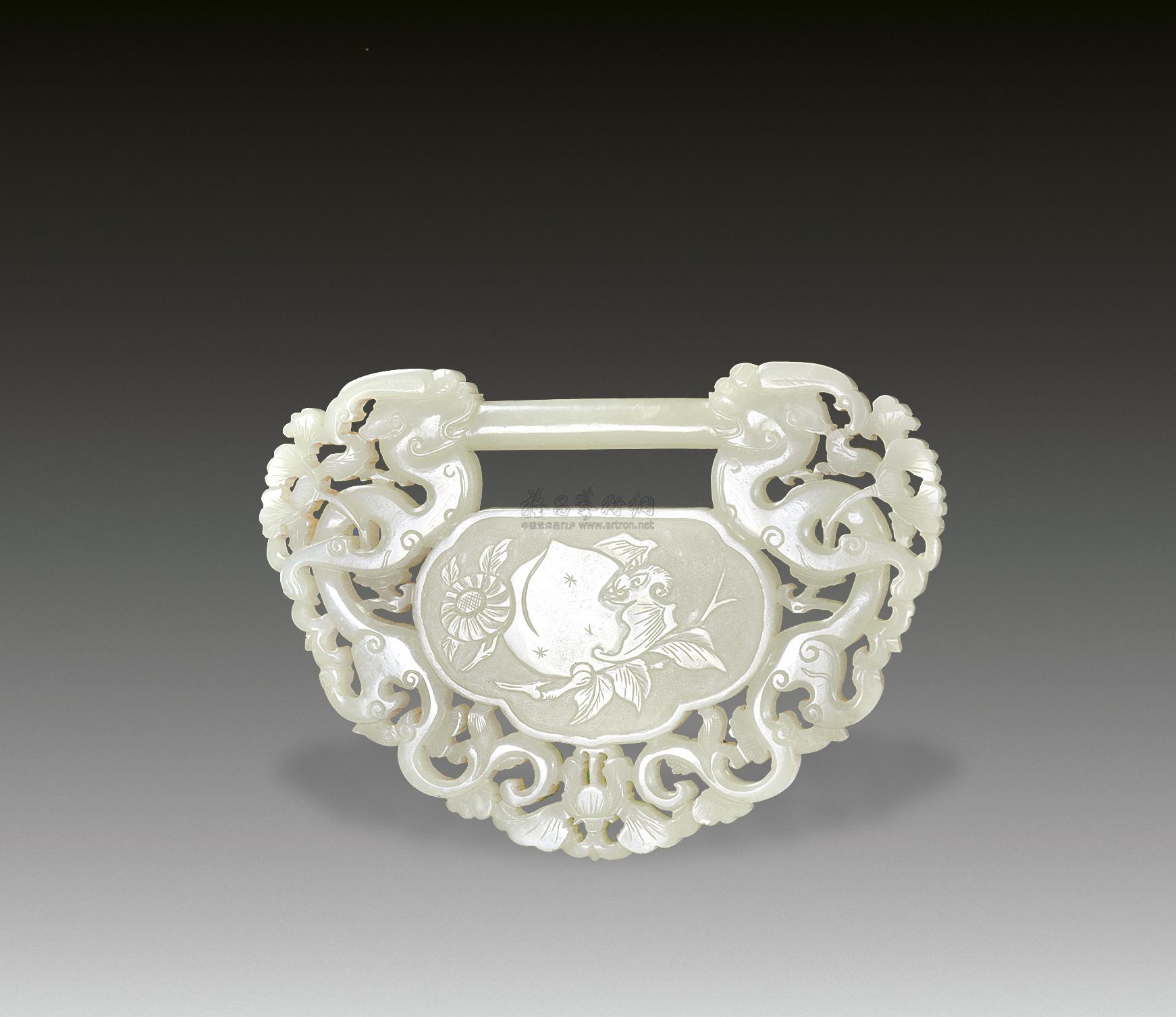0525清白玉雕和合如意纹锁