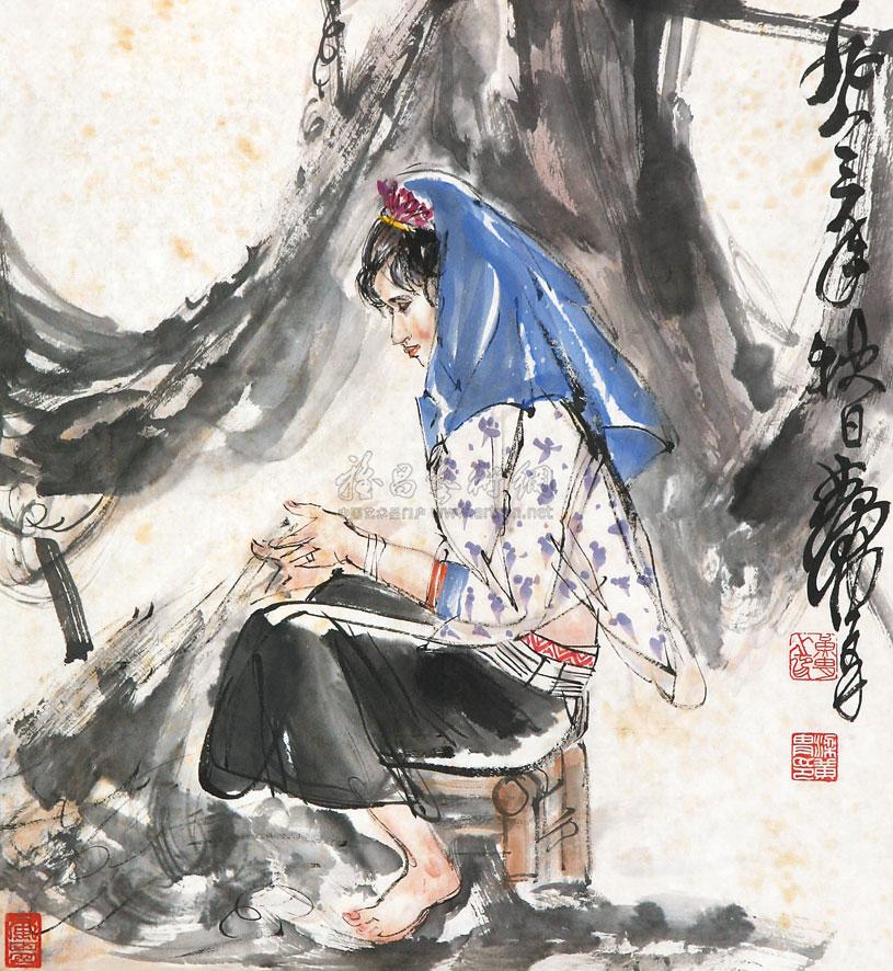 渔家女插画图片