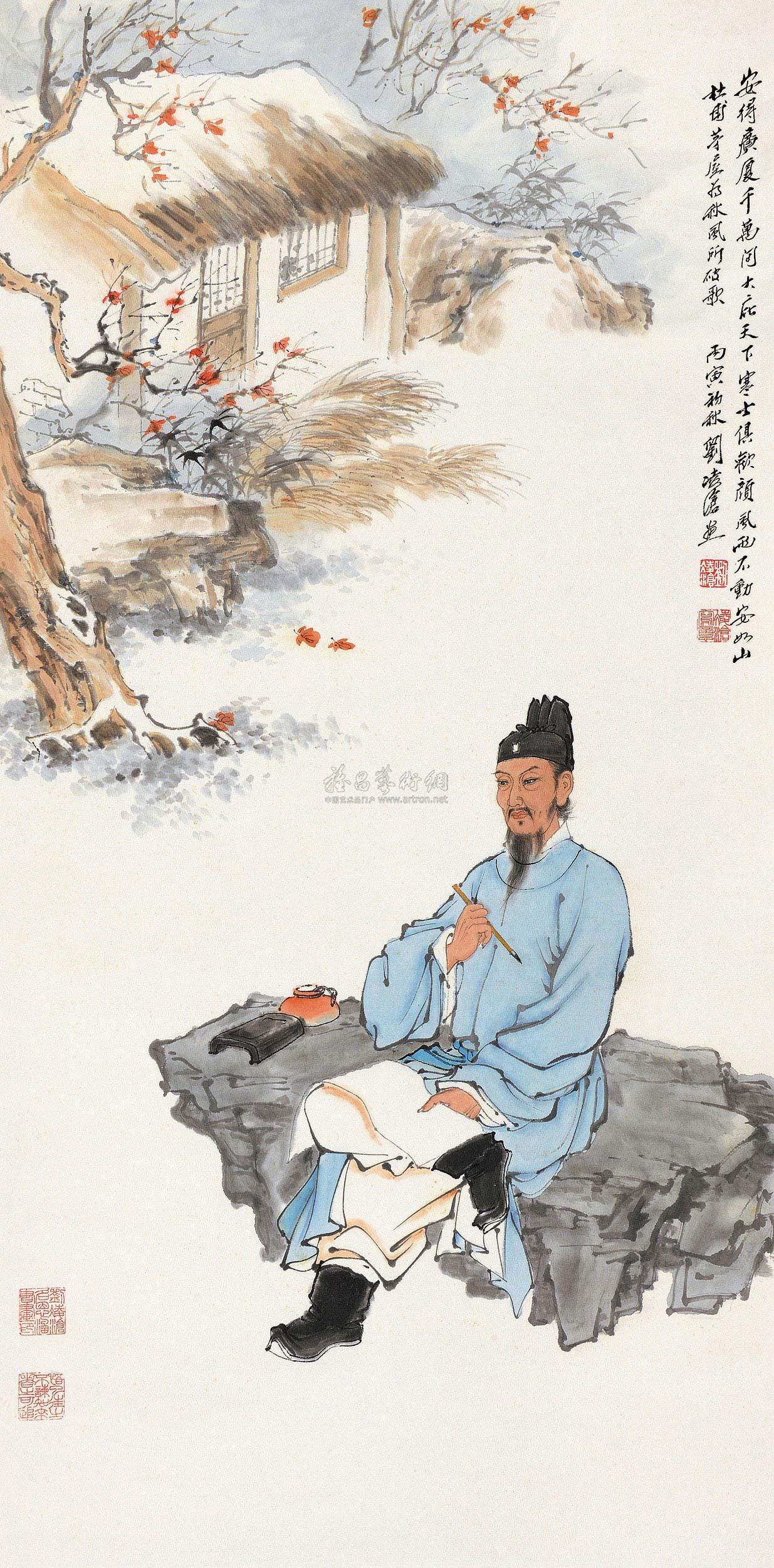 丙寅(1986)年作 杜甫诗意 立轴作者刘凌沧拍品分类中国书画