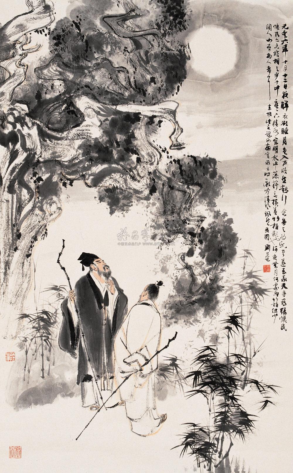 0760东坡行吟立轴设色纸本