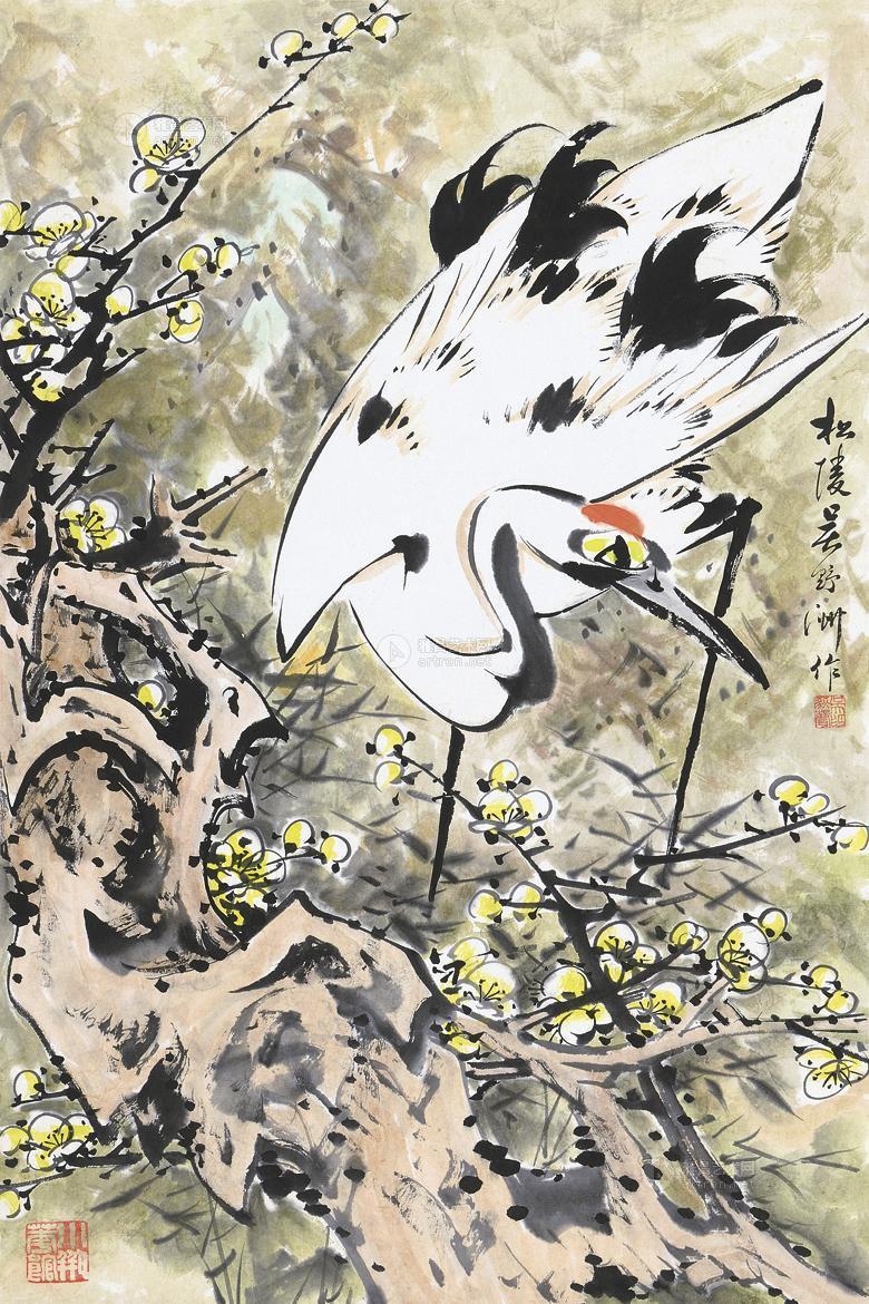 0634仙鹤立轴