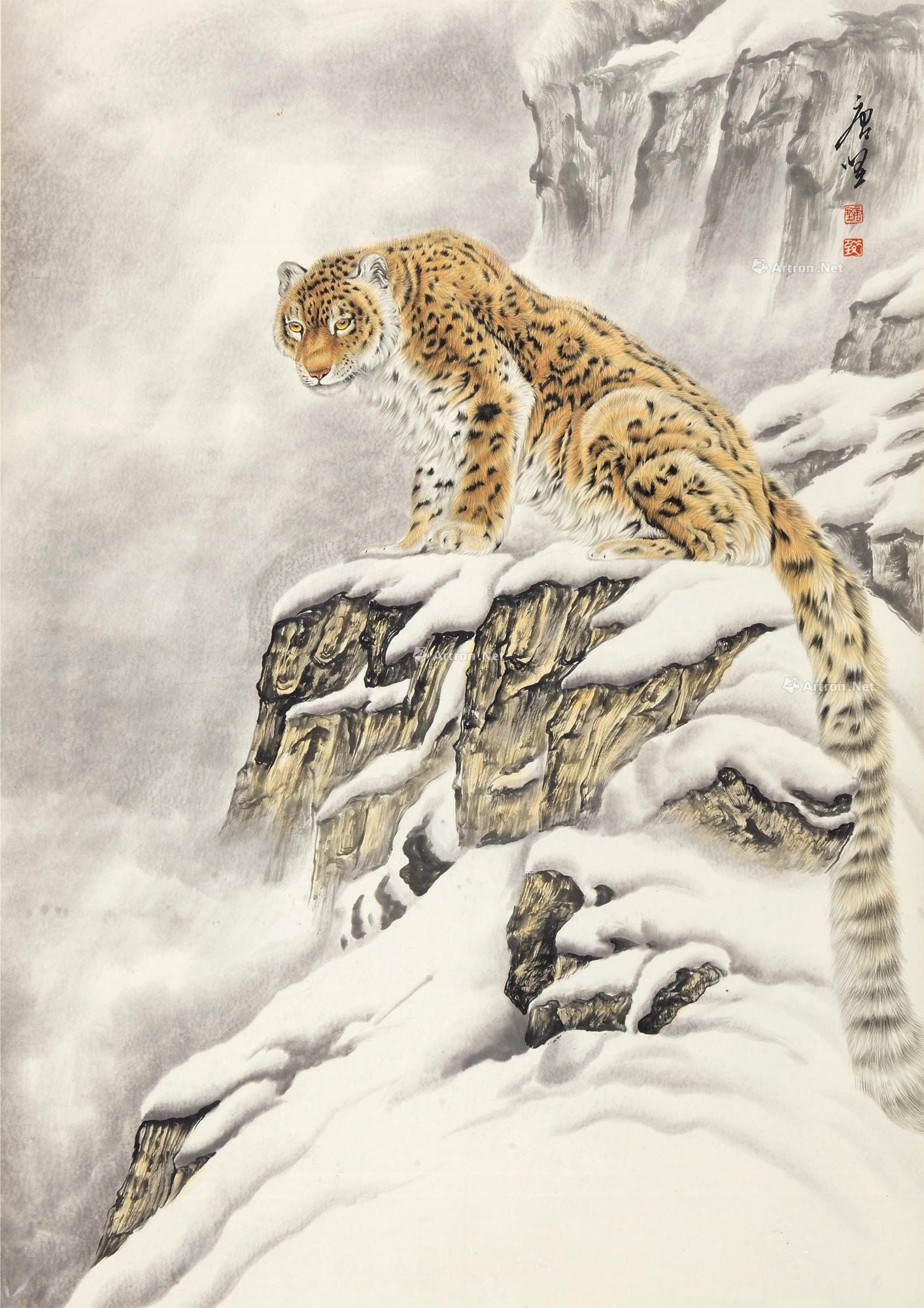 0594雪豹立轴设色纸本
