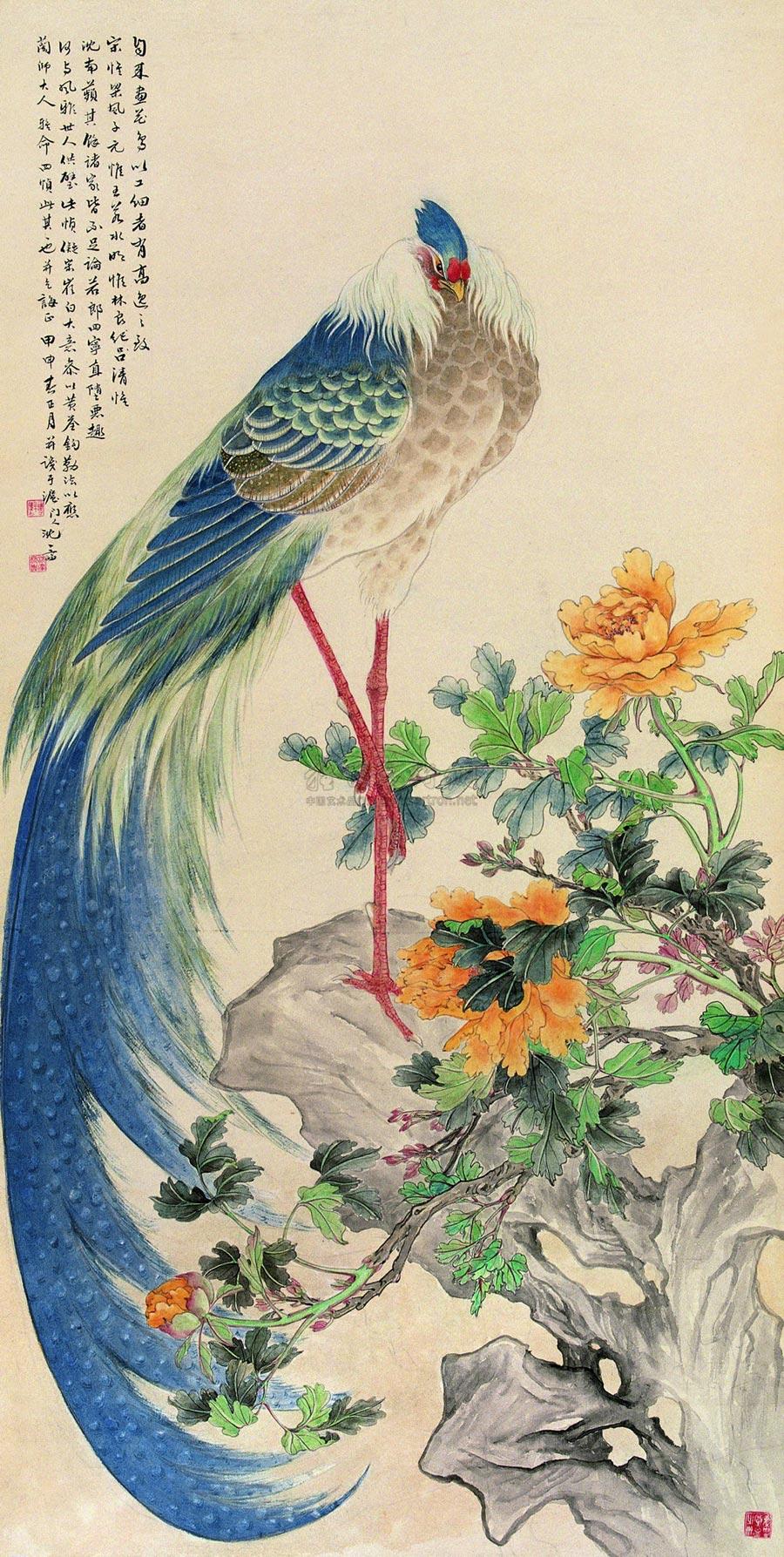 凤凰牡丹 立轴作者沈一斋拍品分类中国书画