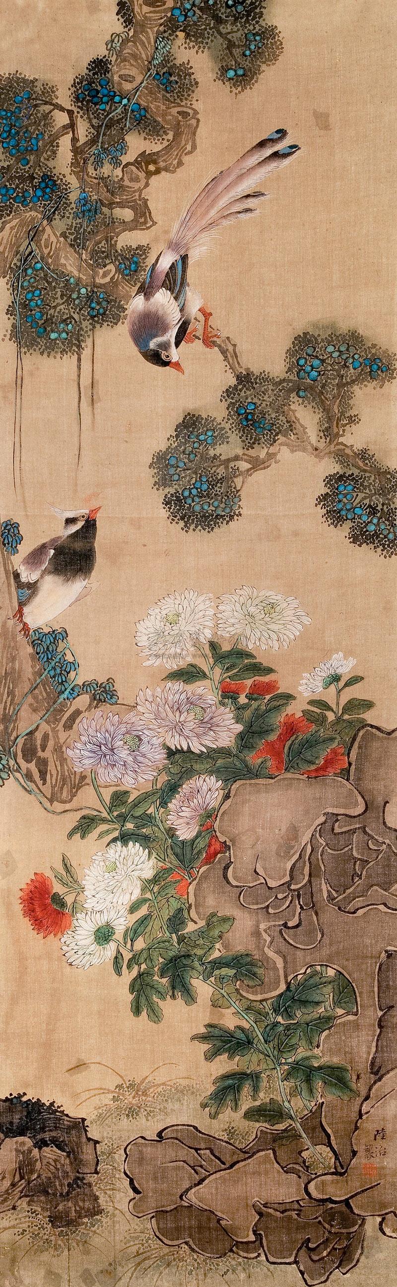 0473花鸟图立轴设色绢本