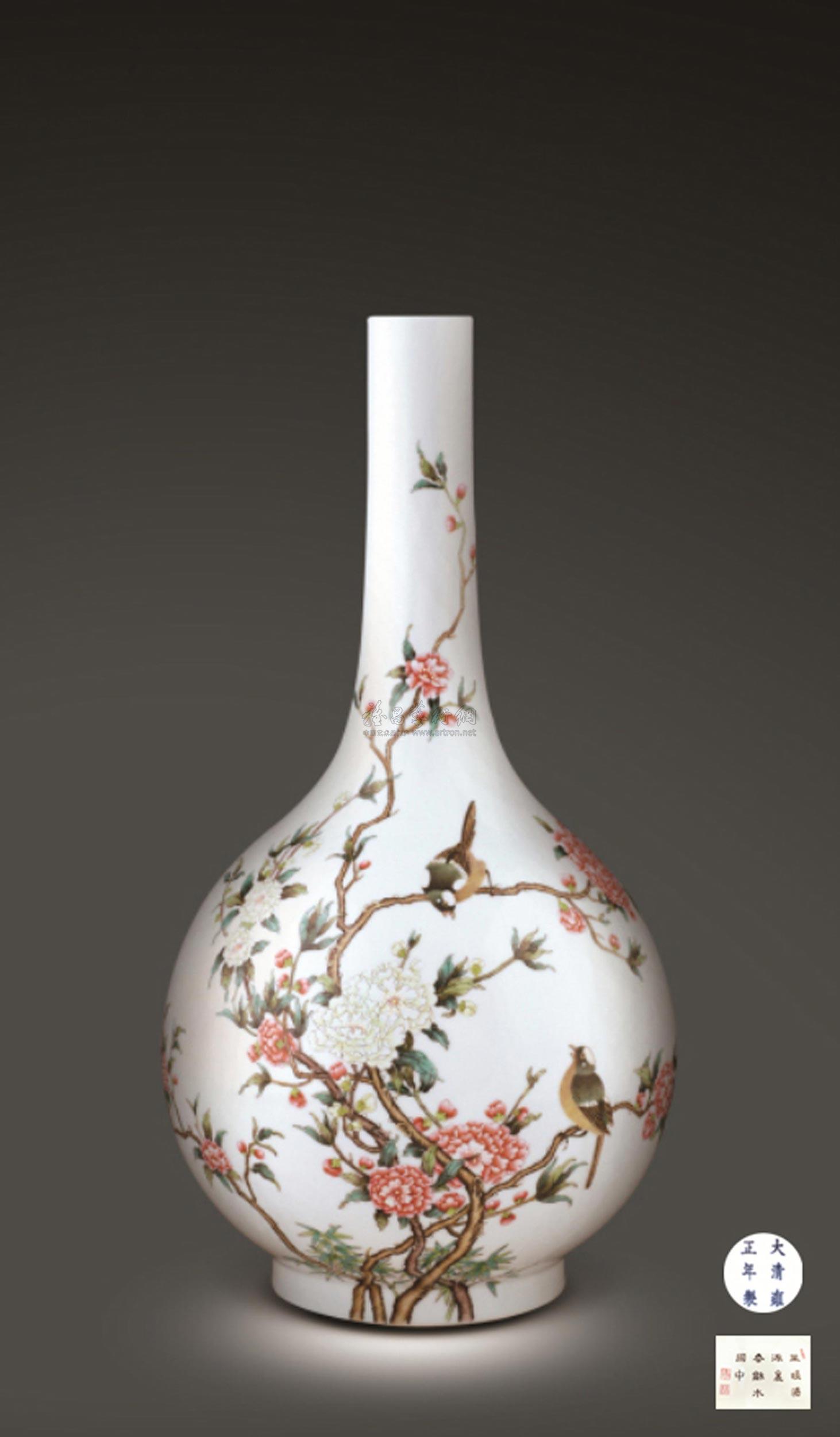清 雍正 珐琅彩花鸟纹胆瓶拍品分类陶瓷