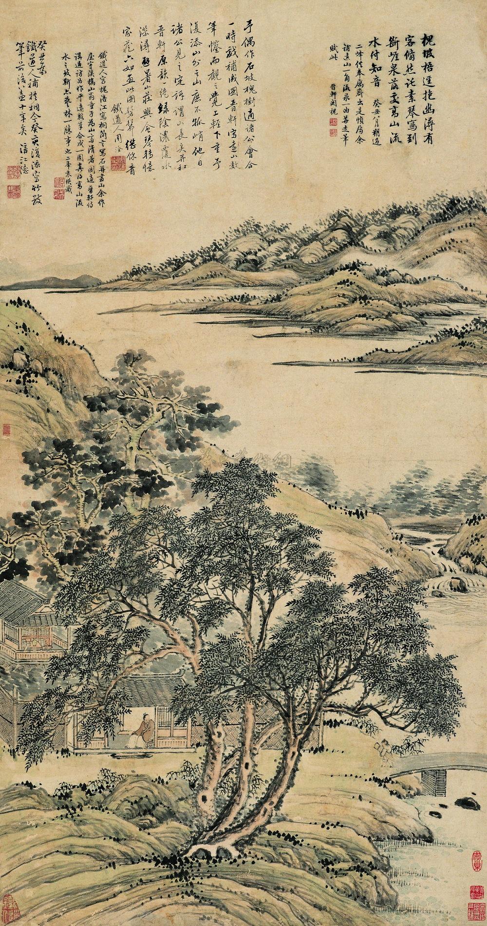 1093癸丑1793年作山斋清署图立轴设色纸本