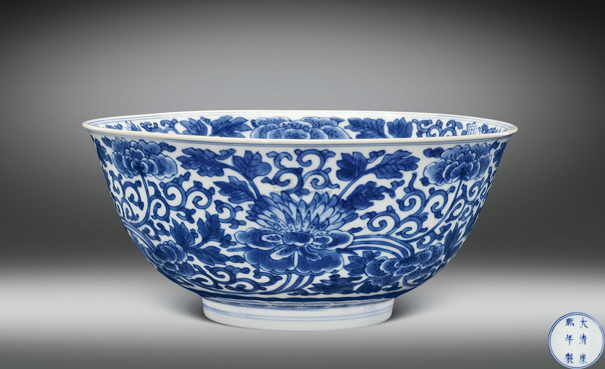 【清康熙 青花缠枝牡丹纹大碗】拍卖品_图片_价格_鉴赏_清代青花瓷器