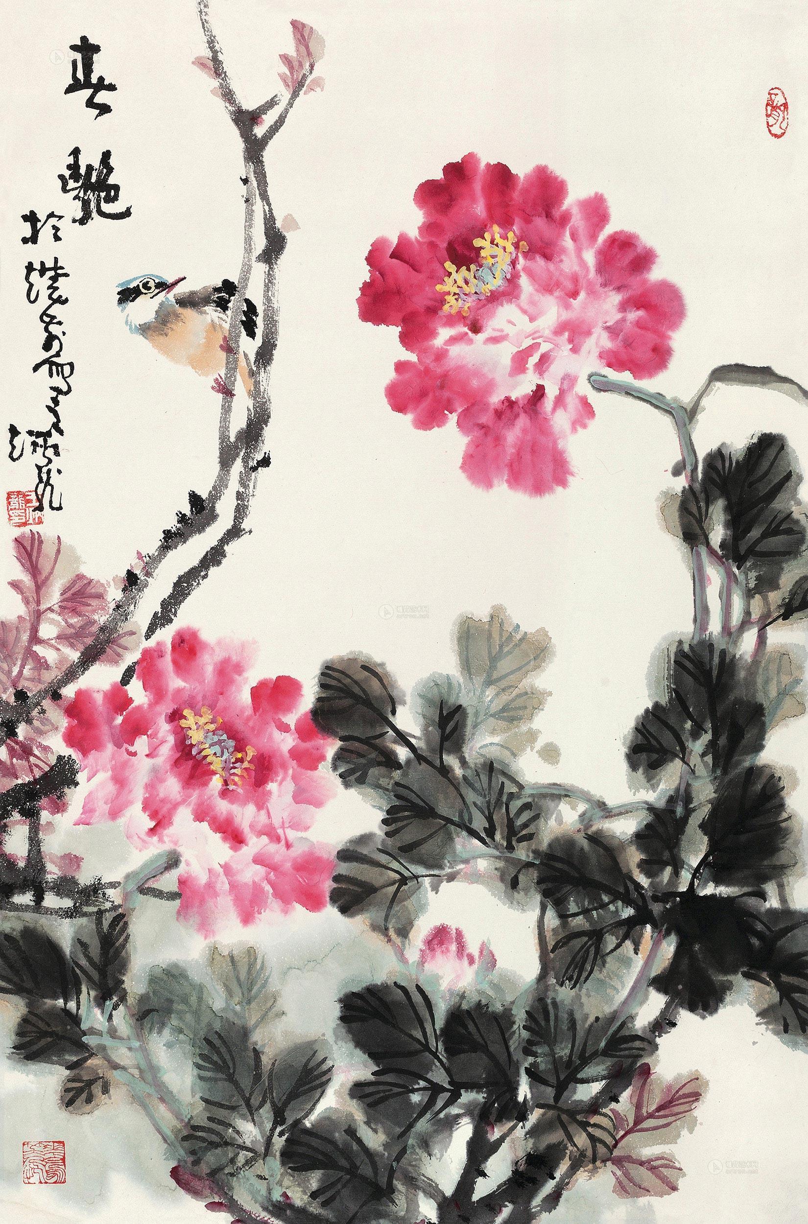 1015春艳立轴纸本