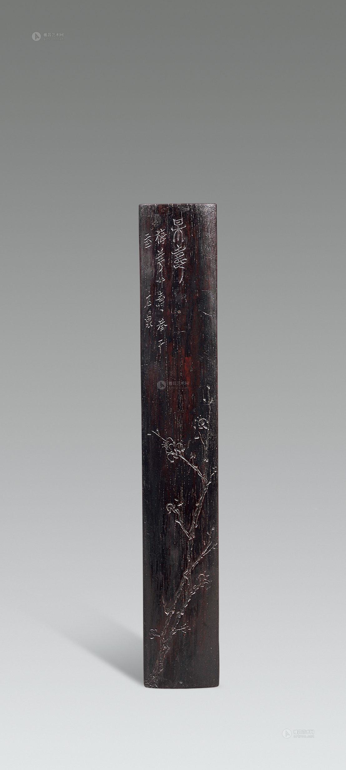 6527清石泉款紫檀梅花诗文臂搁