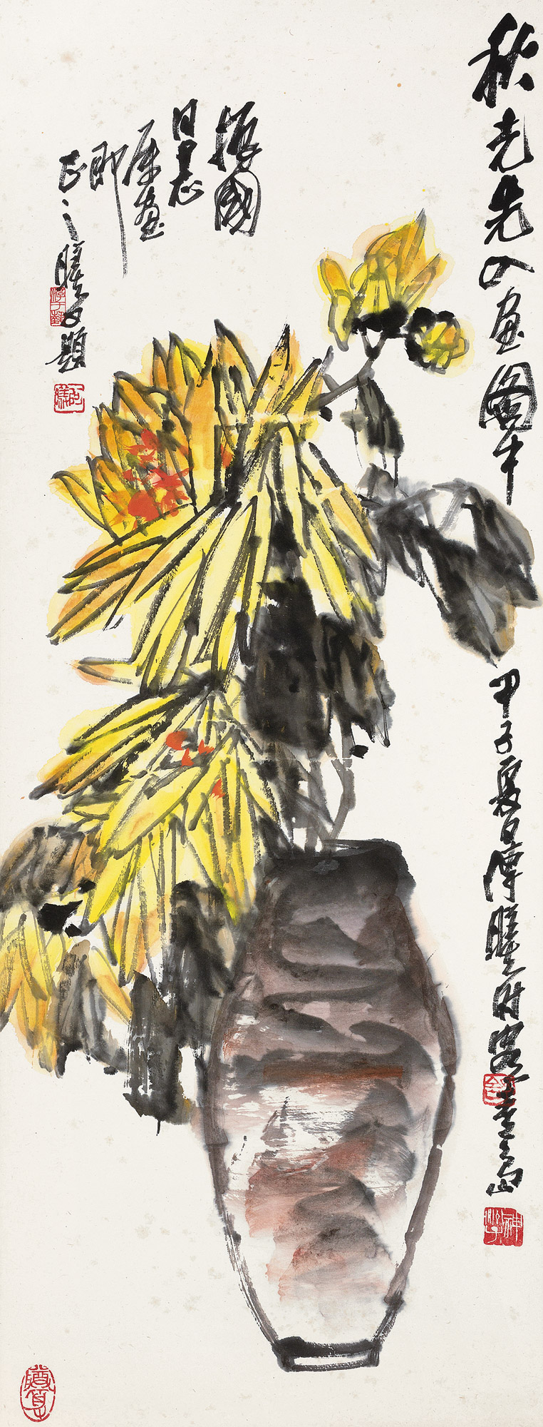 1117甲子1984年作瓶花图立轴纸本