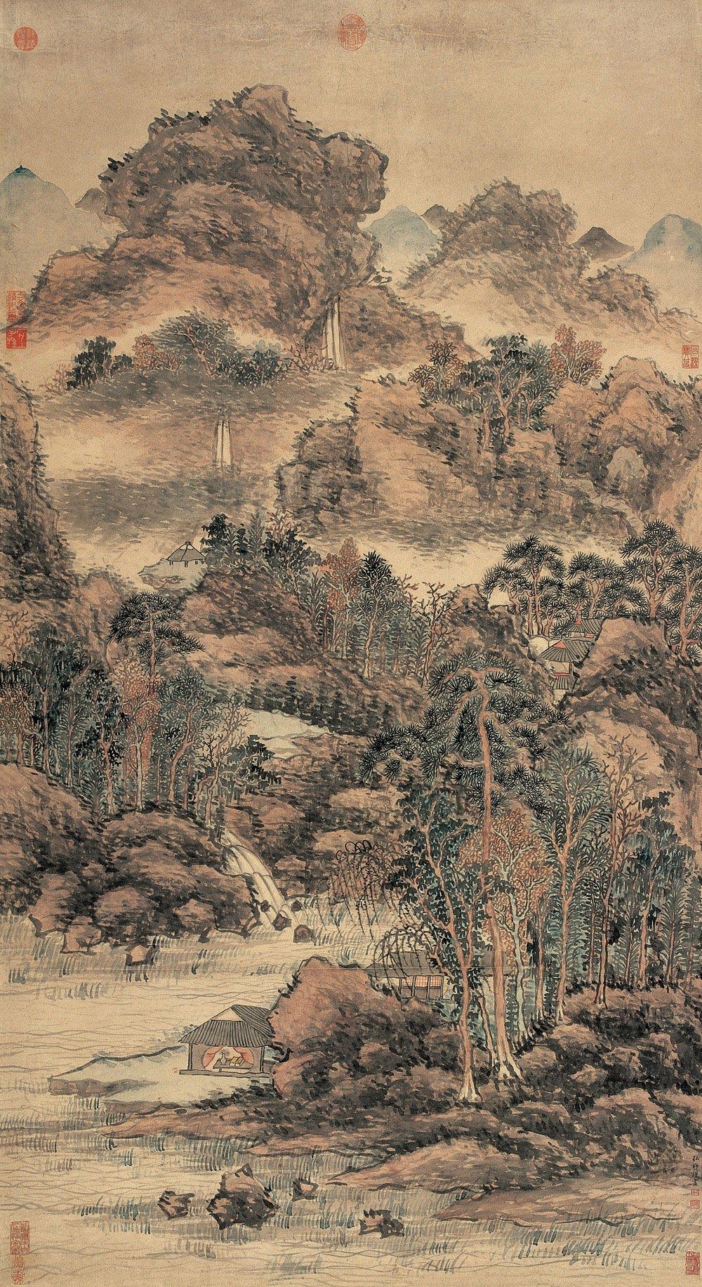 【秋山读书图 立轴 纸本】拍卖品_图片_价格_鉴赏_绘画_雅昌艺术品