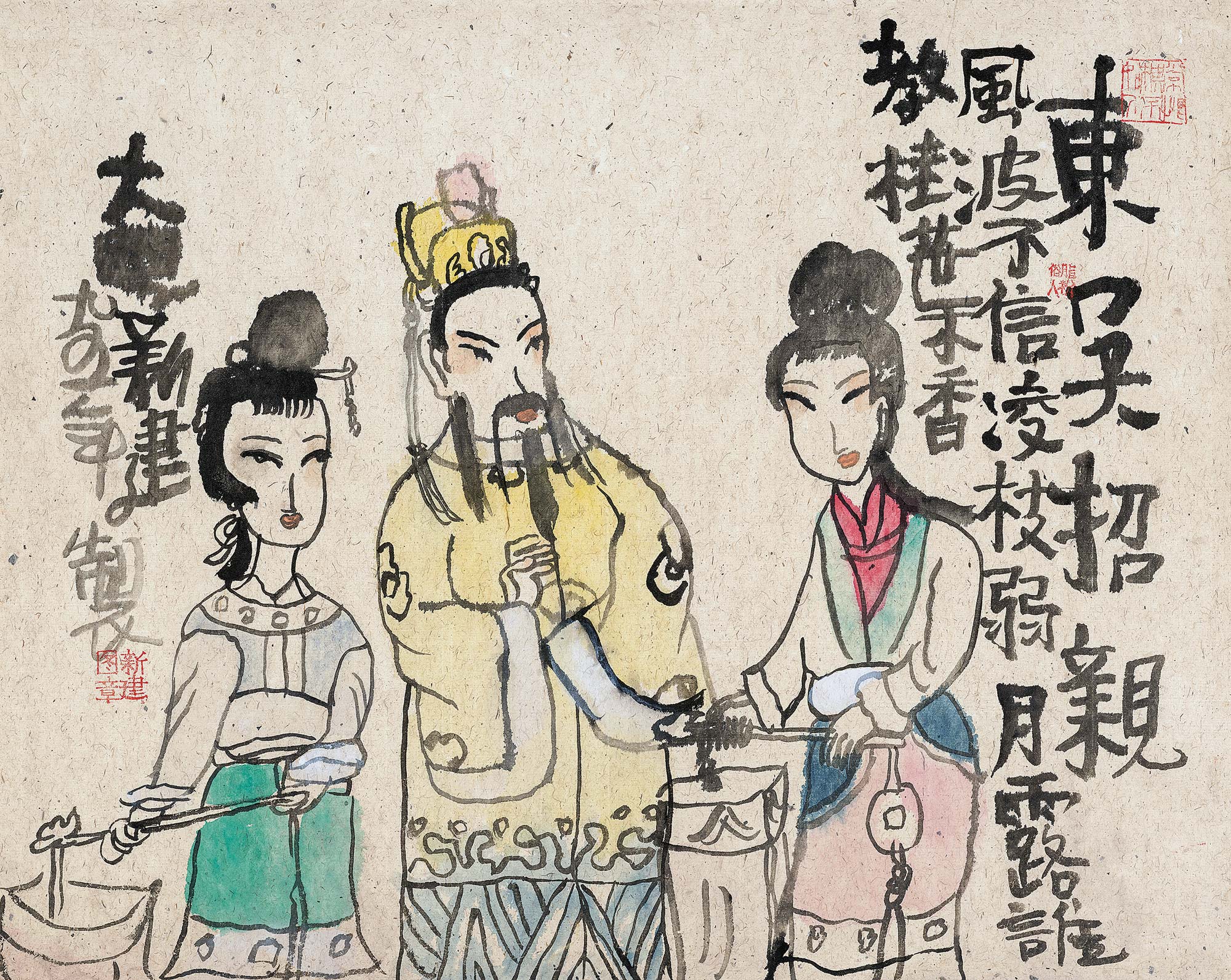 12541995年作东吴招亲镜心设色纸本