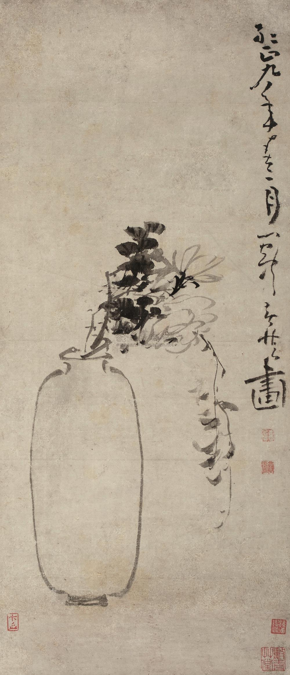 16301731年作瓶菊图立轴纸本