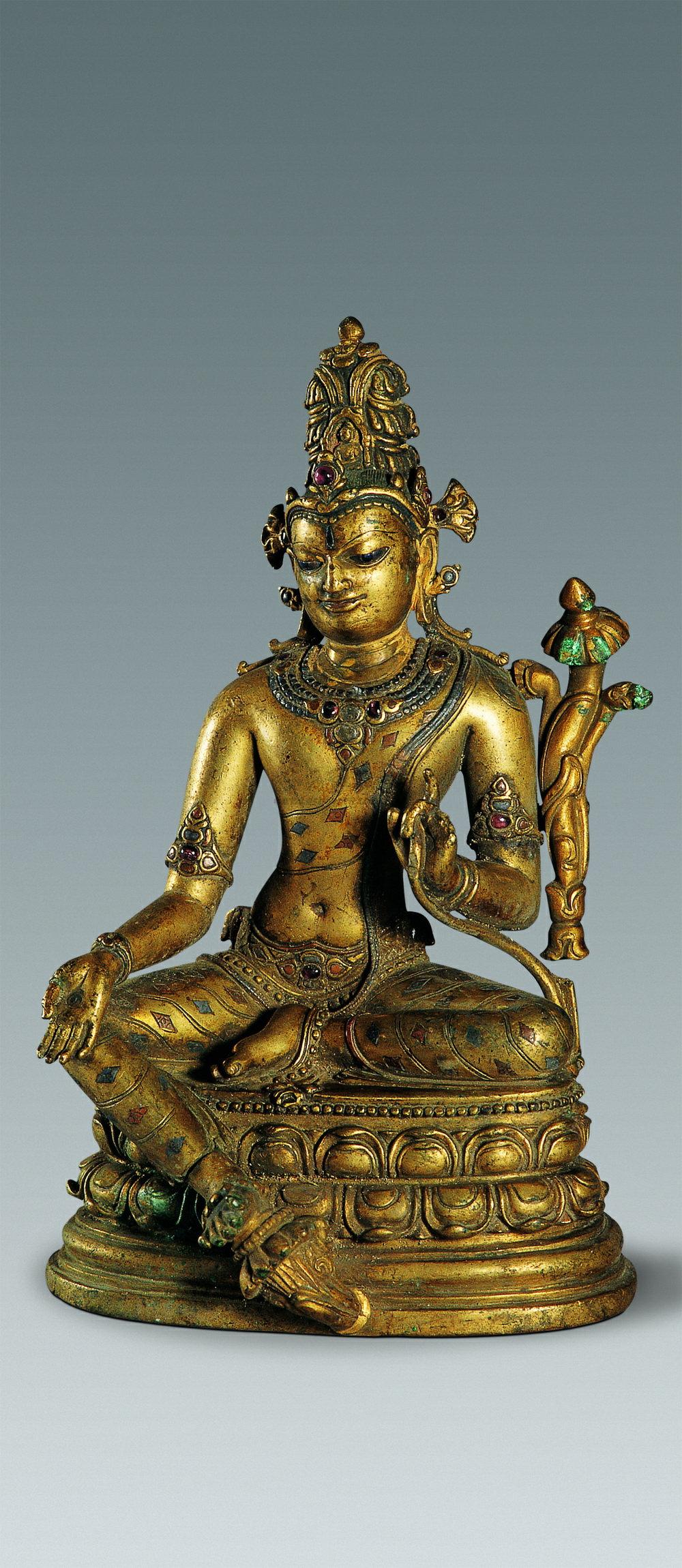 11世纪 印度青铜菩萨半跏趺像