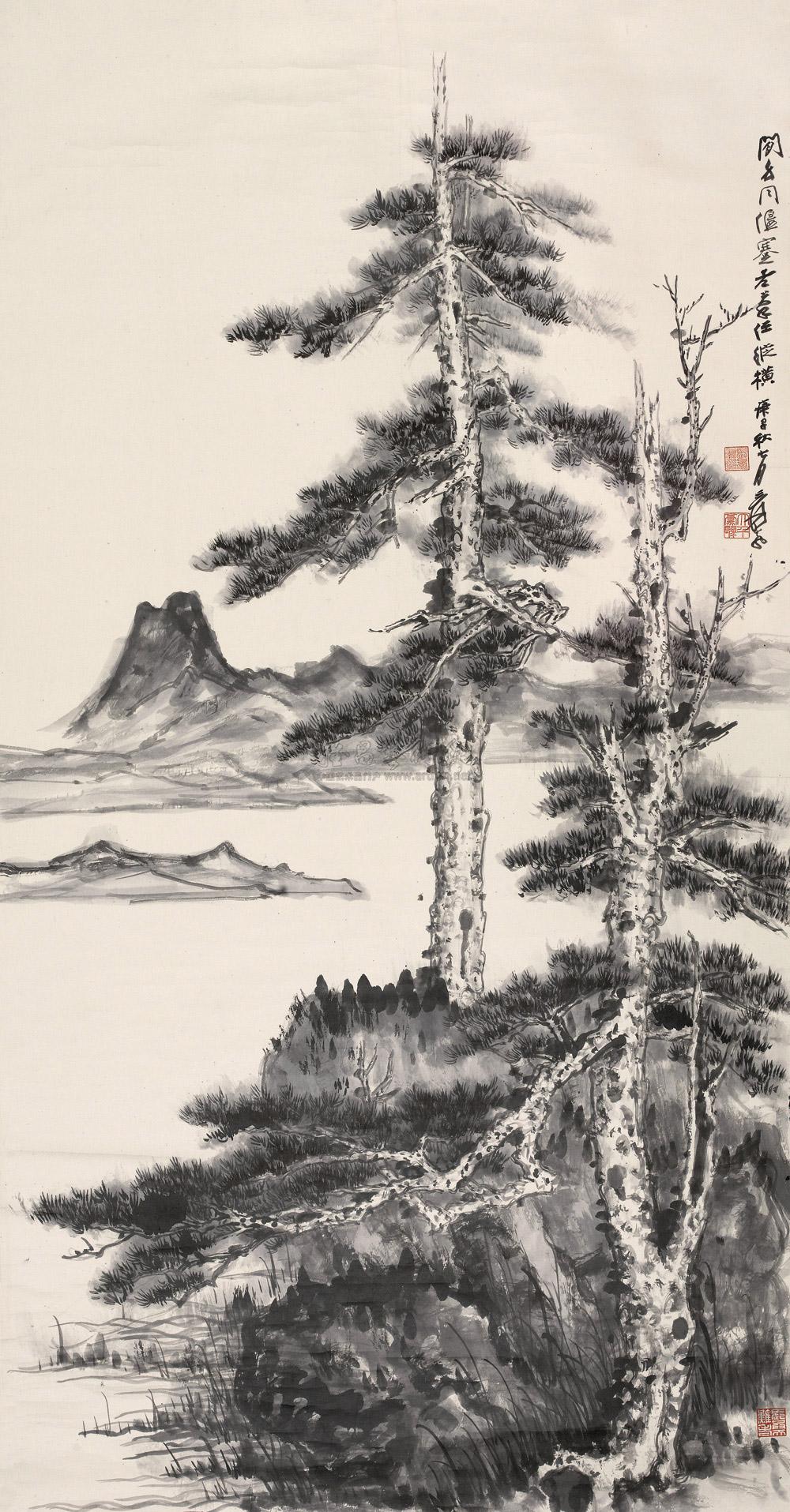1814庚子1960年作双松图立轴水墨纸本